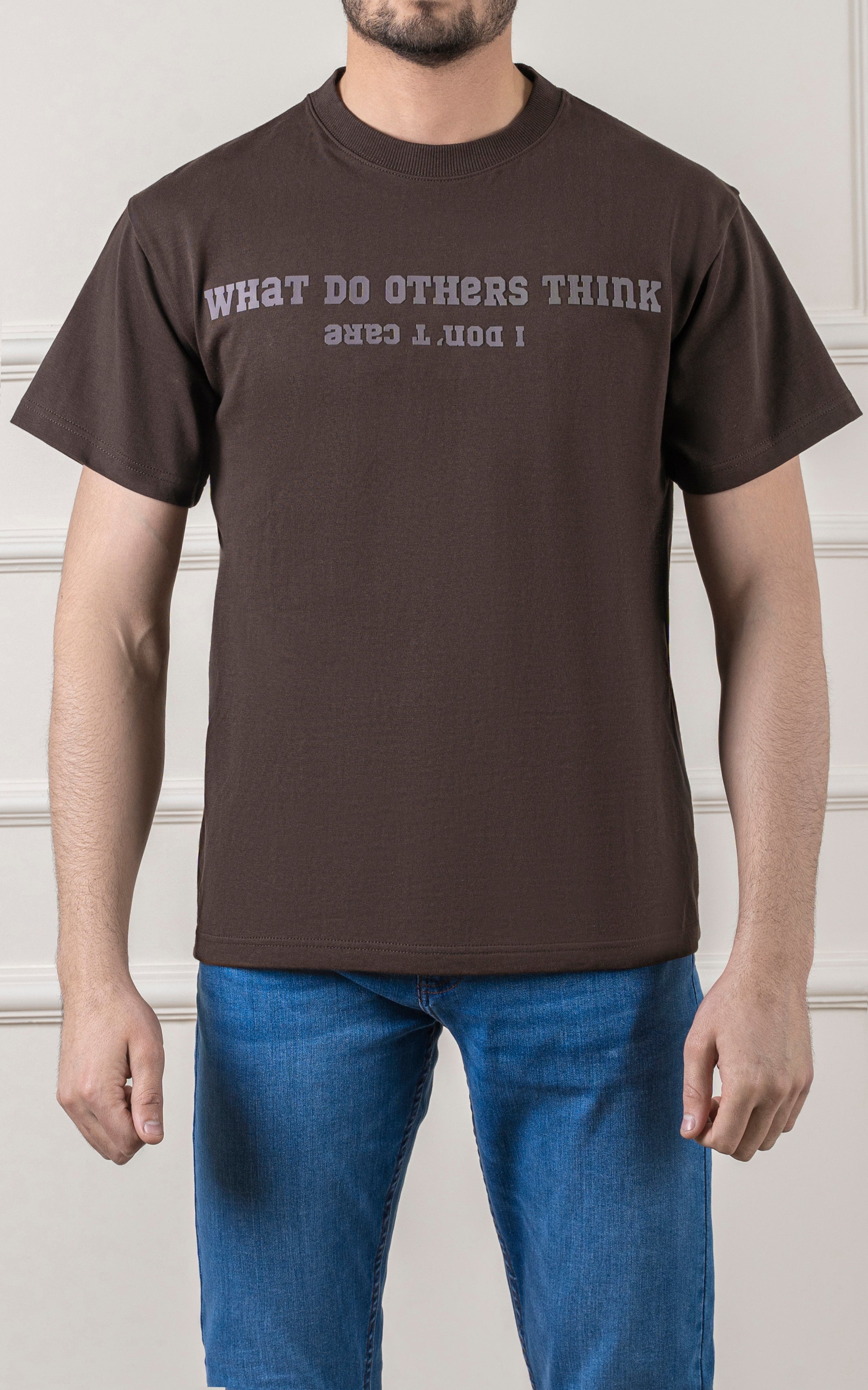 OVER SIZE GRAPHIC T SHIRT BROWN