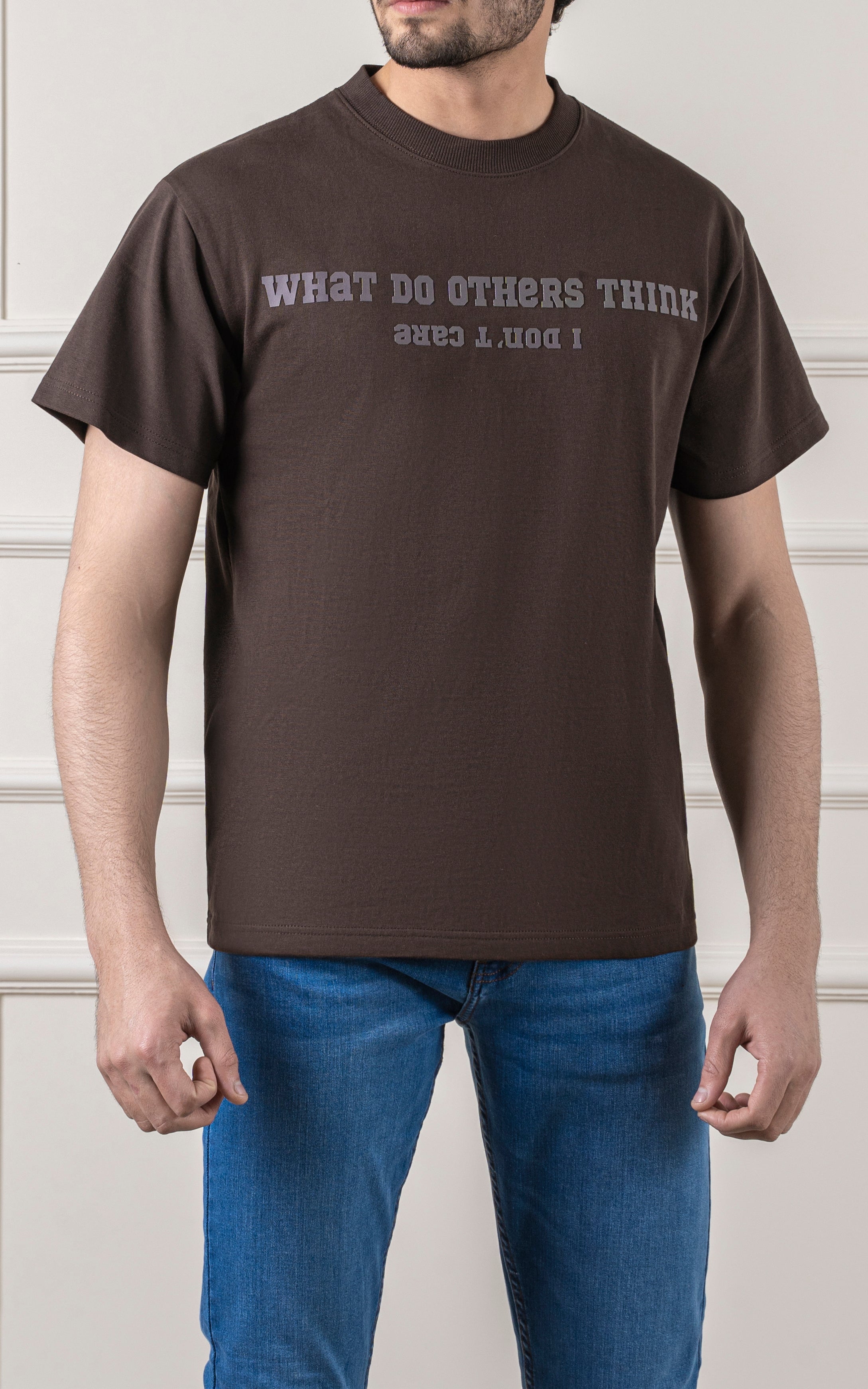 OVER SIZE GRAPHIC T SHIRT BROWN