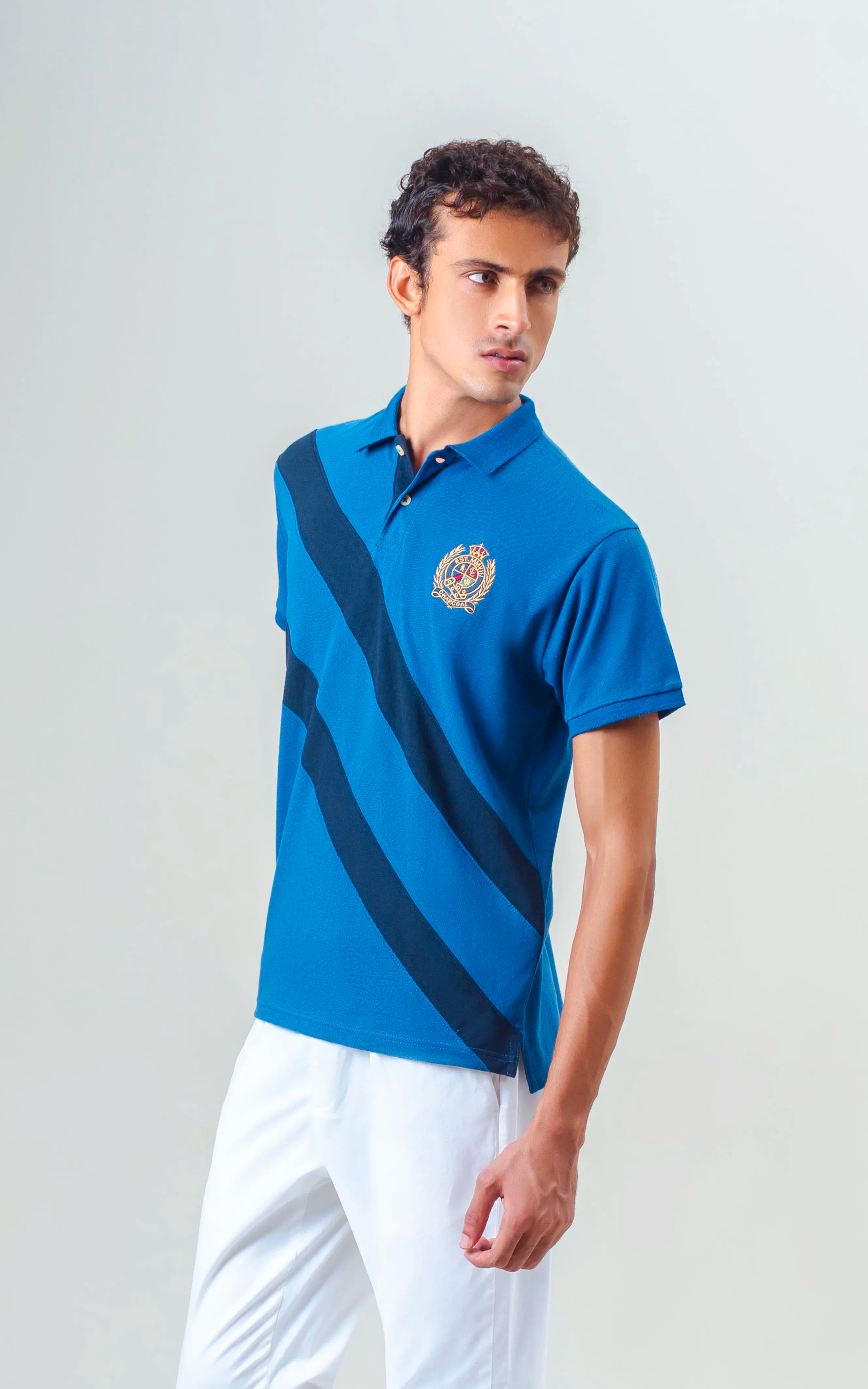 CUT & SEW POLO SHIRT ROYAL BLUE