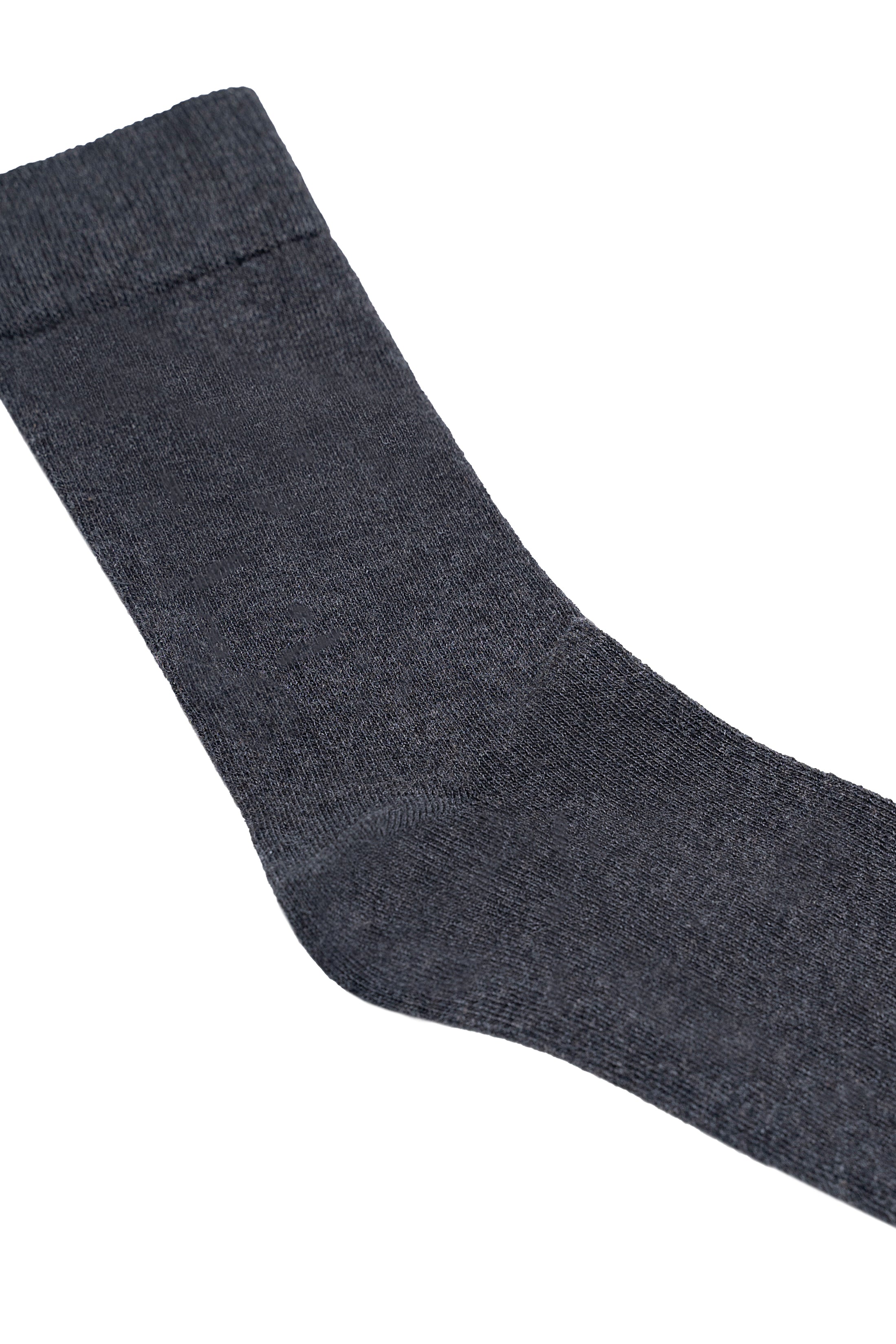 Wool sock, dark heathered wool knit texture detail