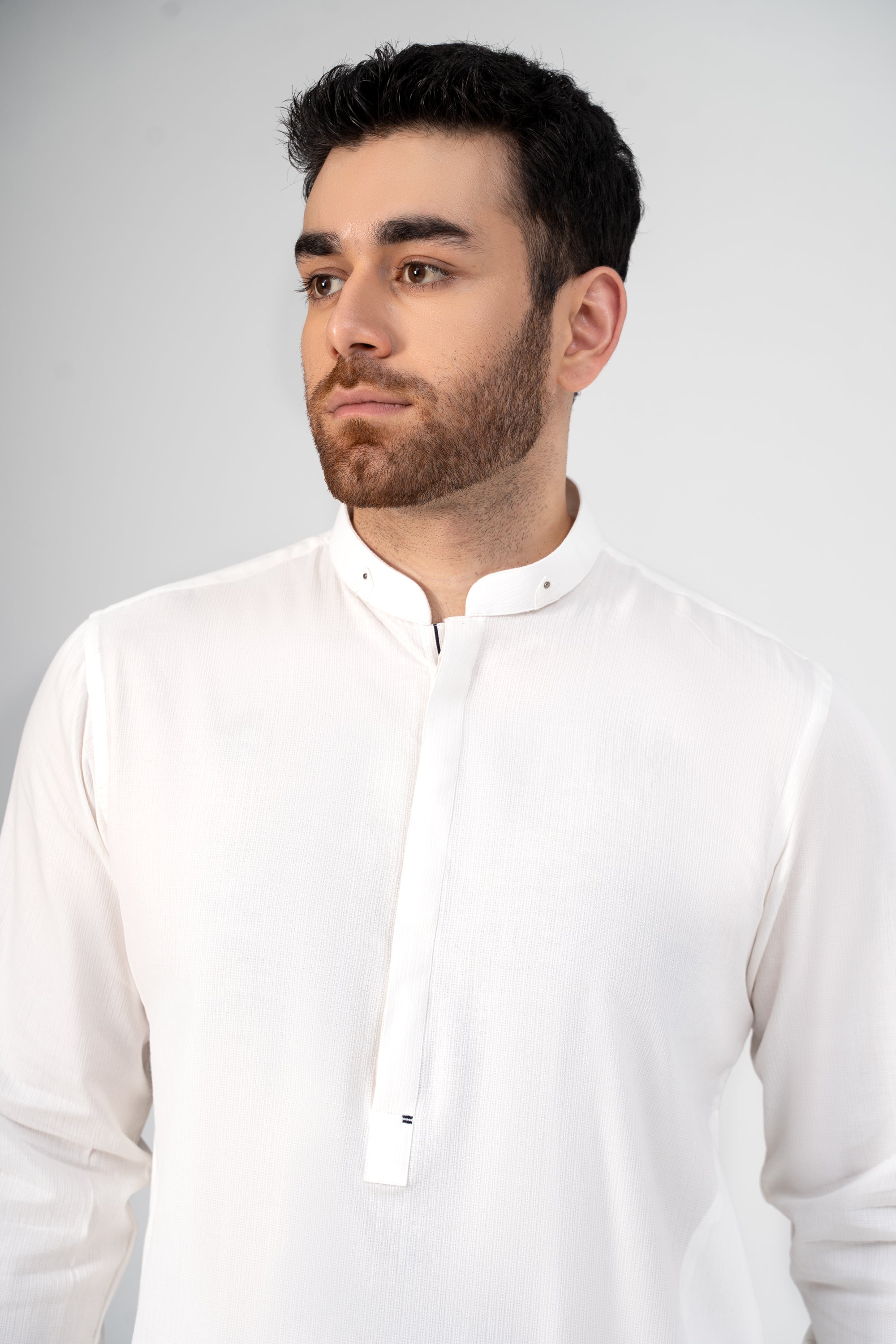 SELF DOBBY KURTA PAJAMA WHITE