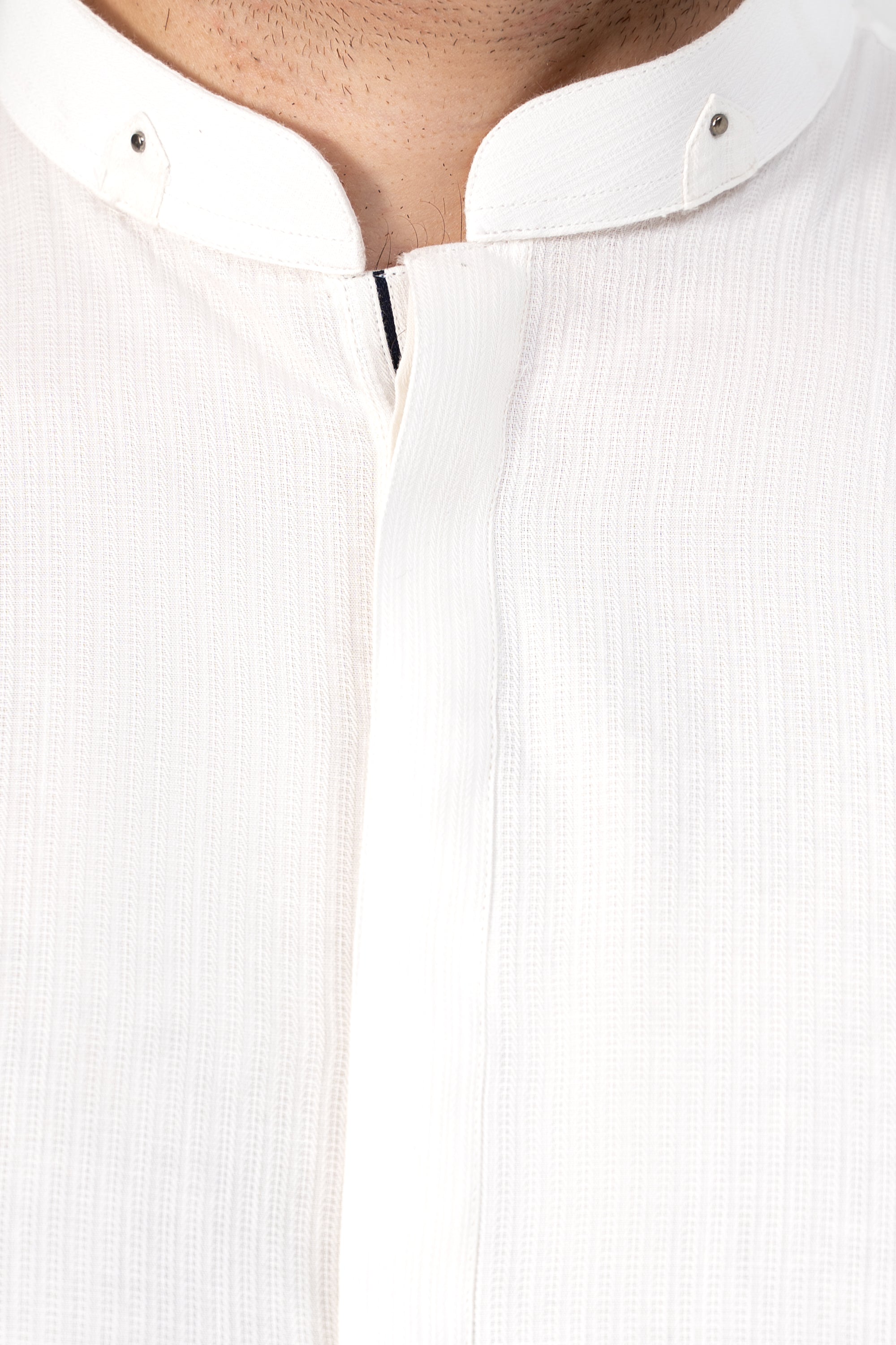SELF DOBBY KURTA PAJAMA WHITE