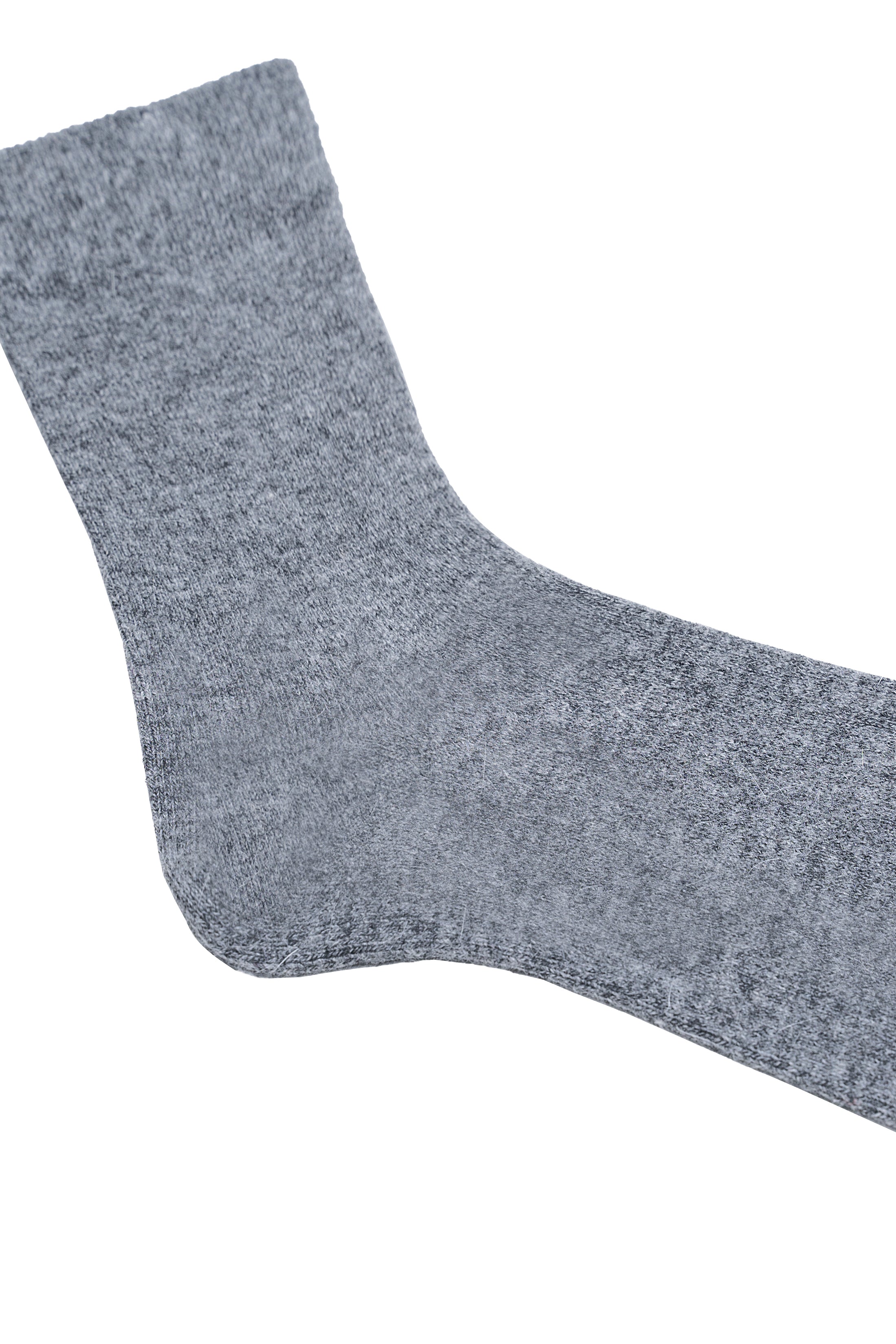 Wool socks side view, heather gray-blue knit texture