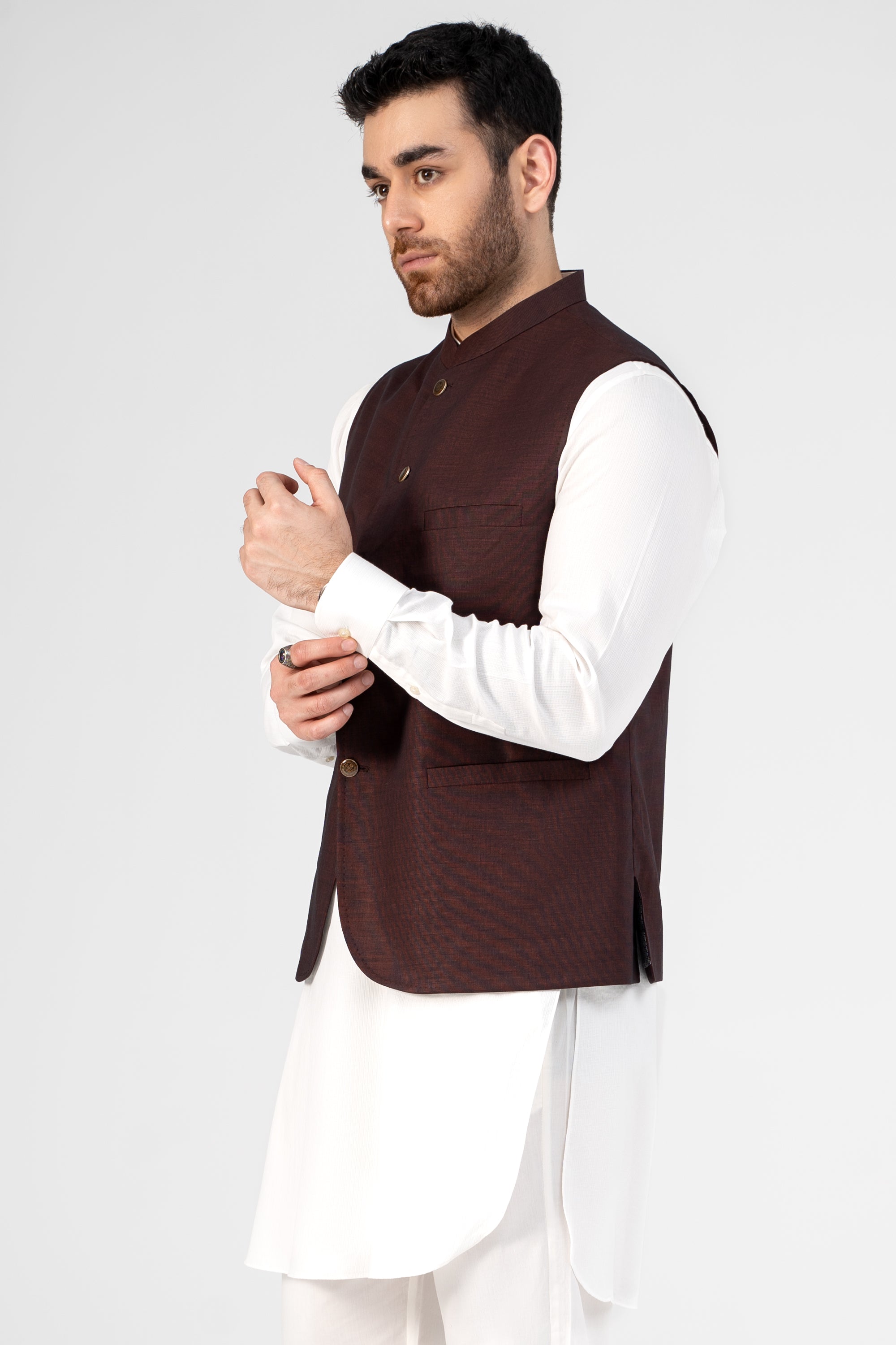 PREMIUM COTTON BLENDED WAISTCOAT WINE