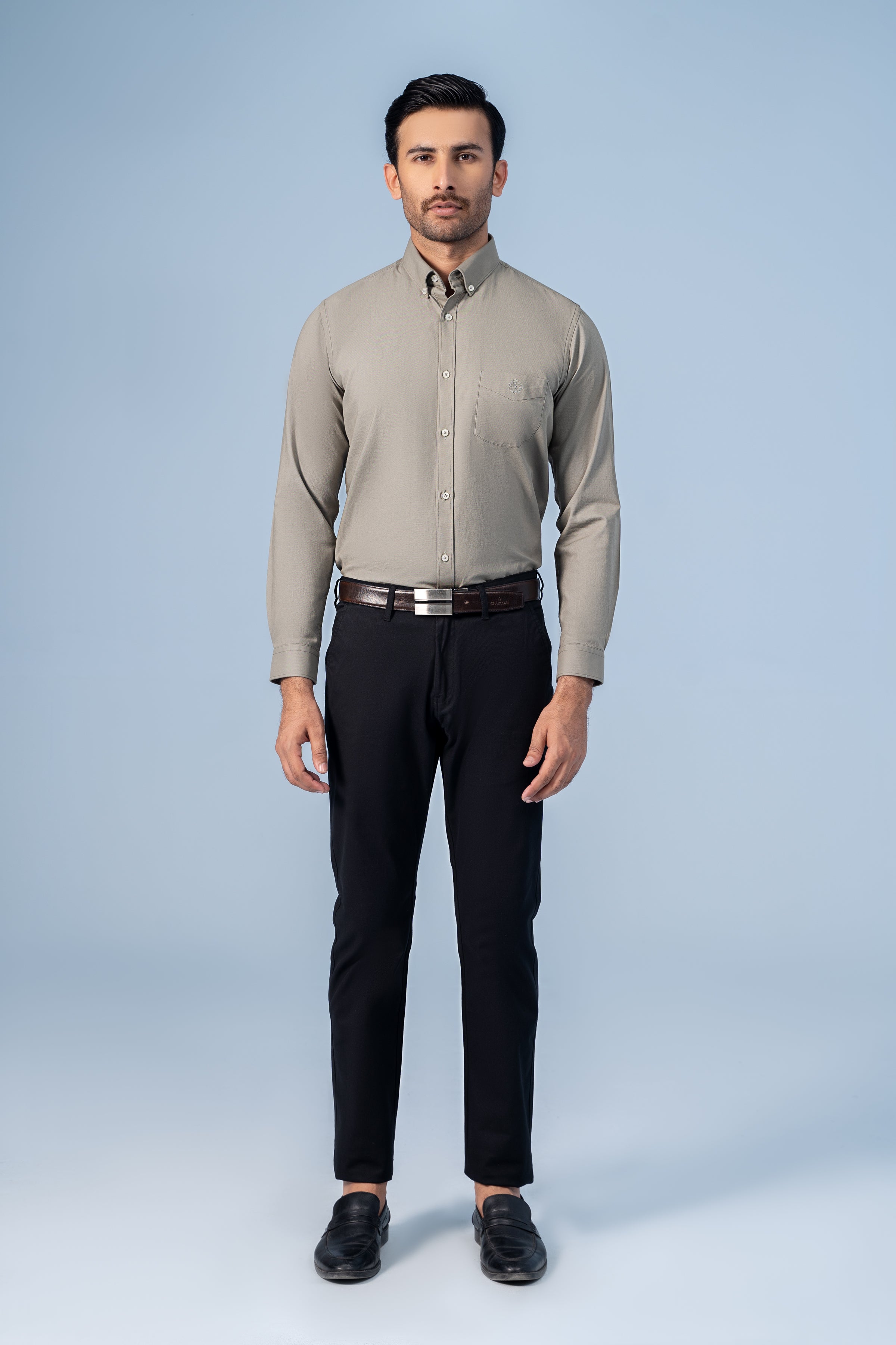 SEMI CASUAL SHIRT OLIVE - Charcoal Clothing