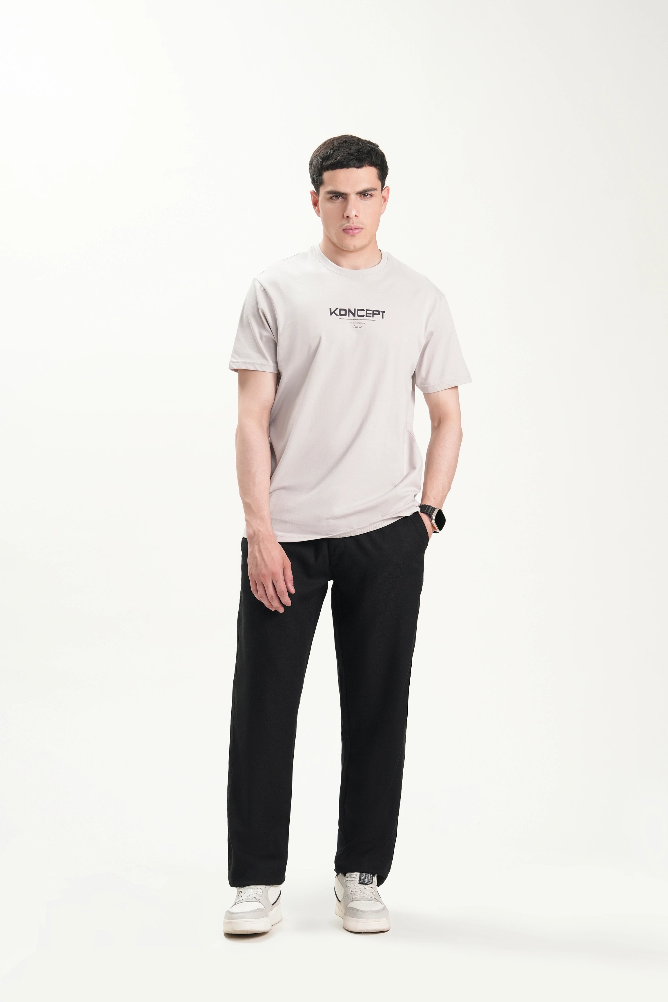 ROUND NECK T SHIRT LIGHT GREY