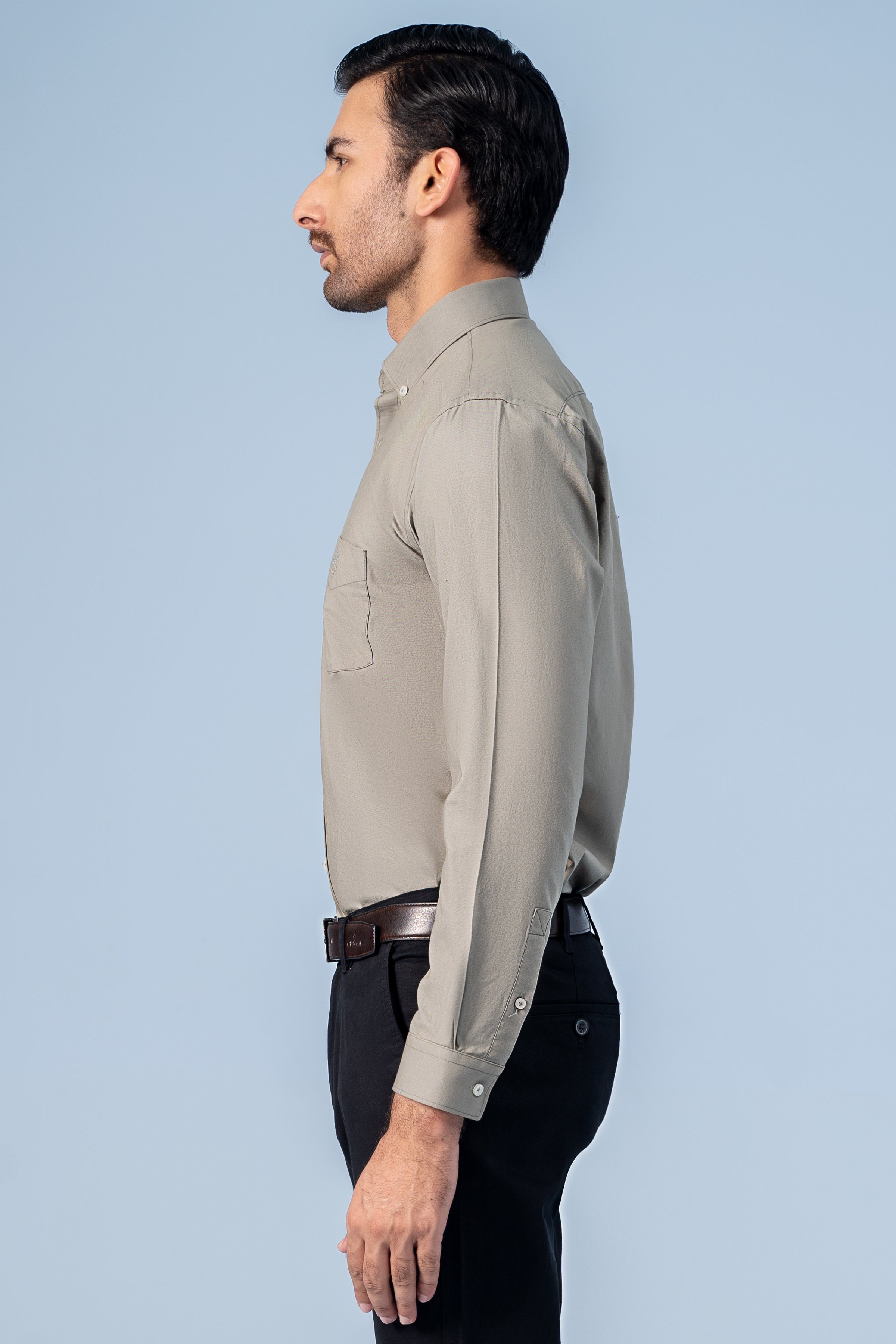 SEMI CASUAL SHIRT OLIVE - Charcoal Clothing