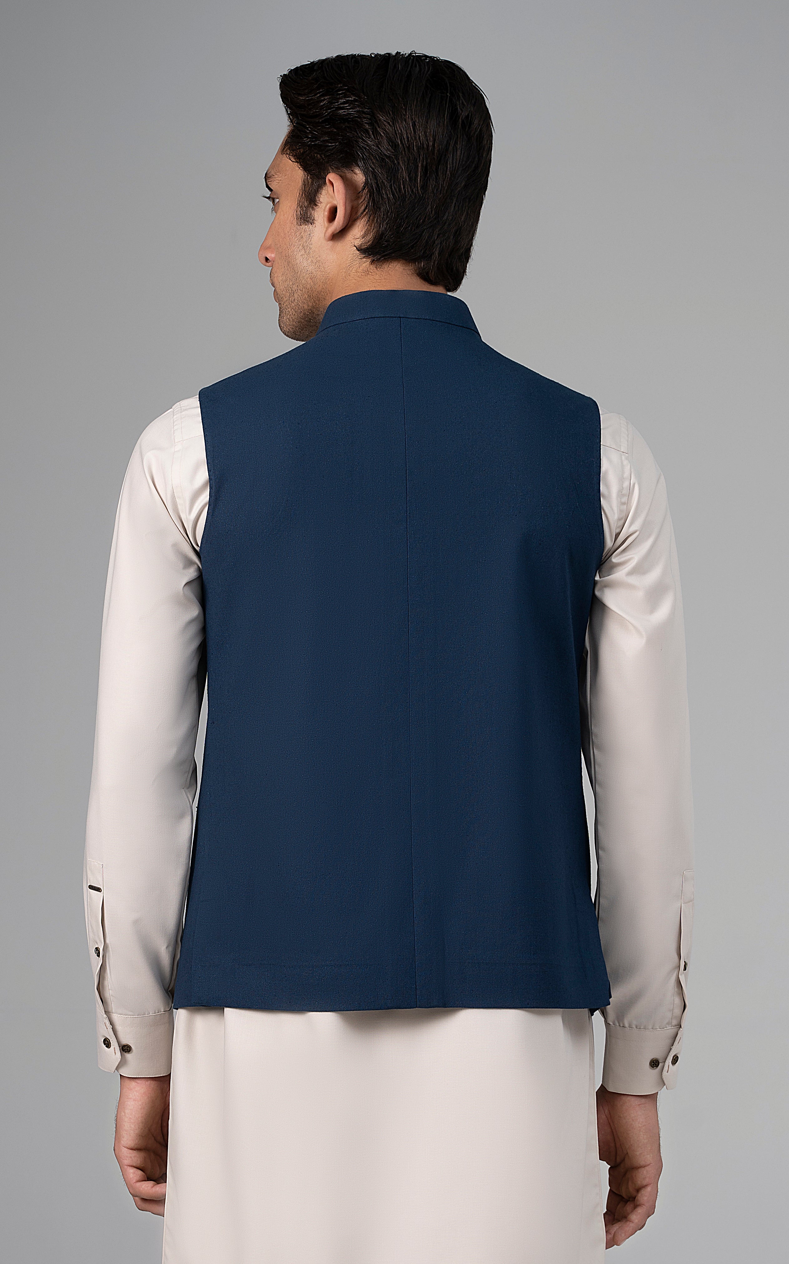 LOGO EMBROIDERED WAISTCOAT- CLASSIC COLLECTION INDIGO BLUE