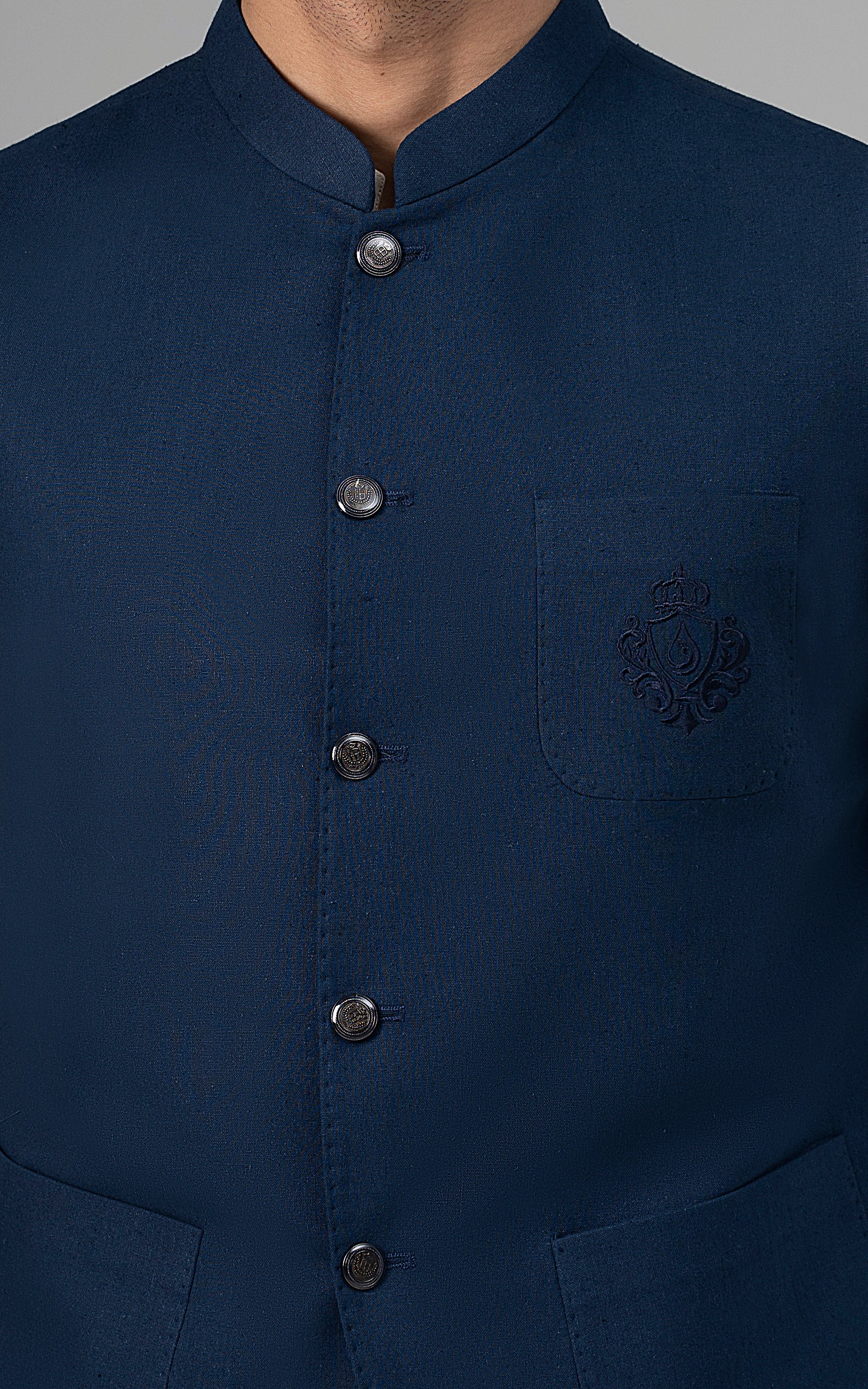 LOGO EMBROIDERED WAISTCOAT- CLASSIC COLLECTION INDIGO BLUE