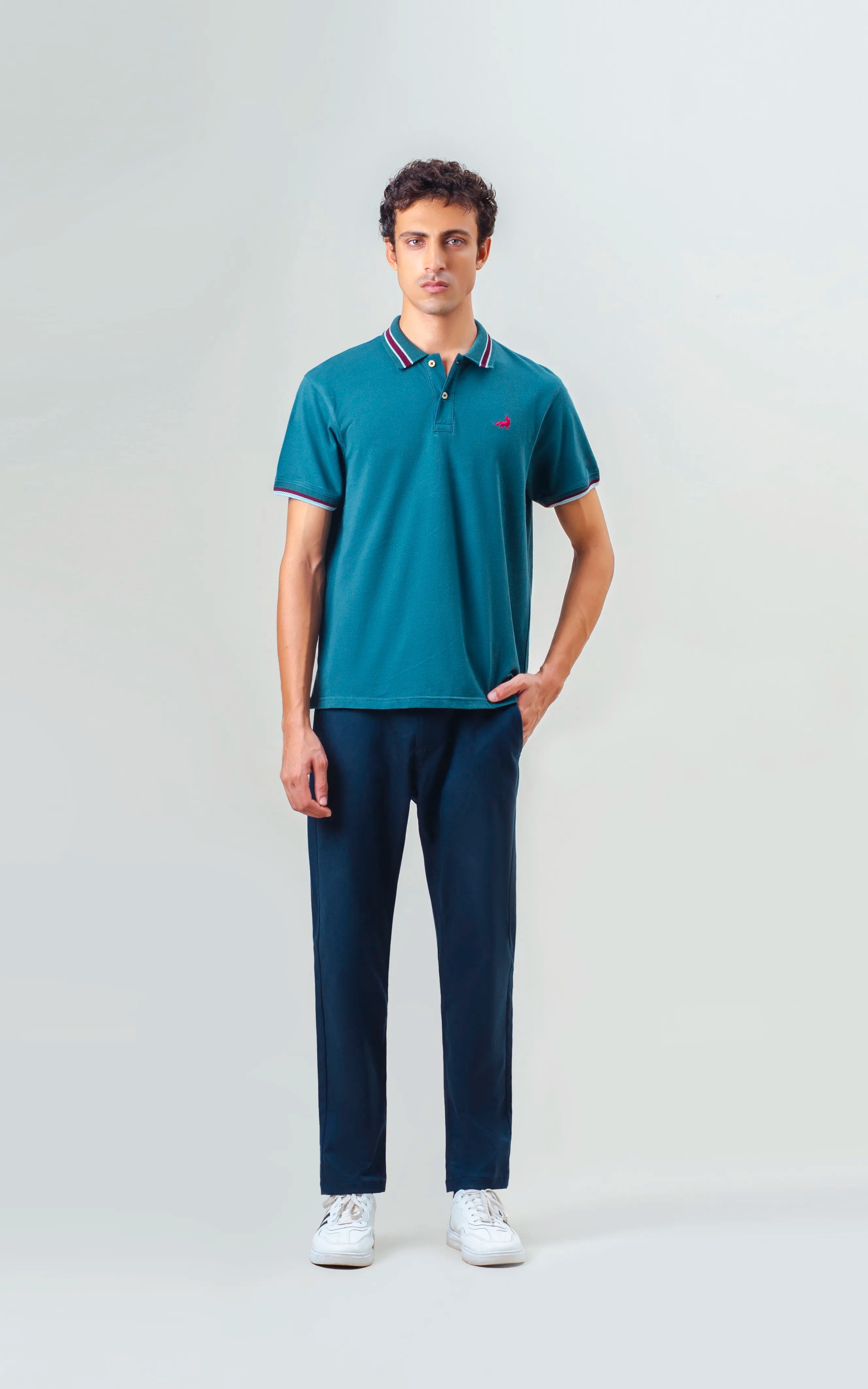 JACQUARD TIPPING COLLAR POLO GREEN