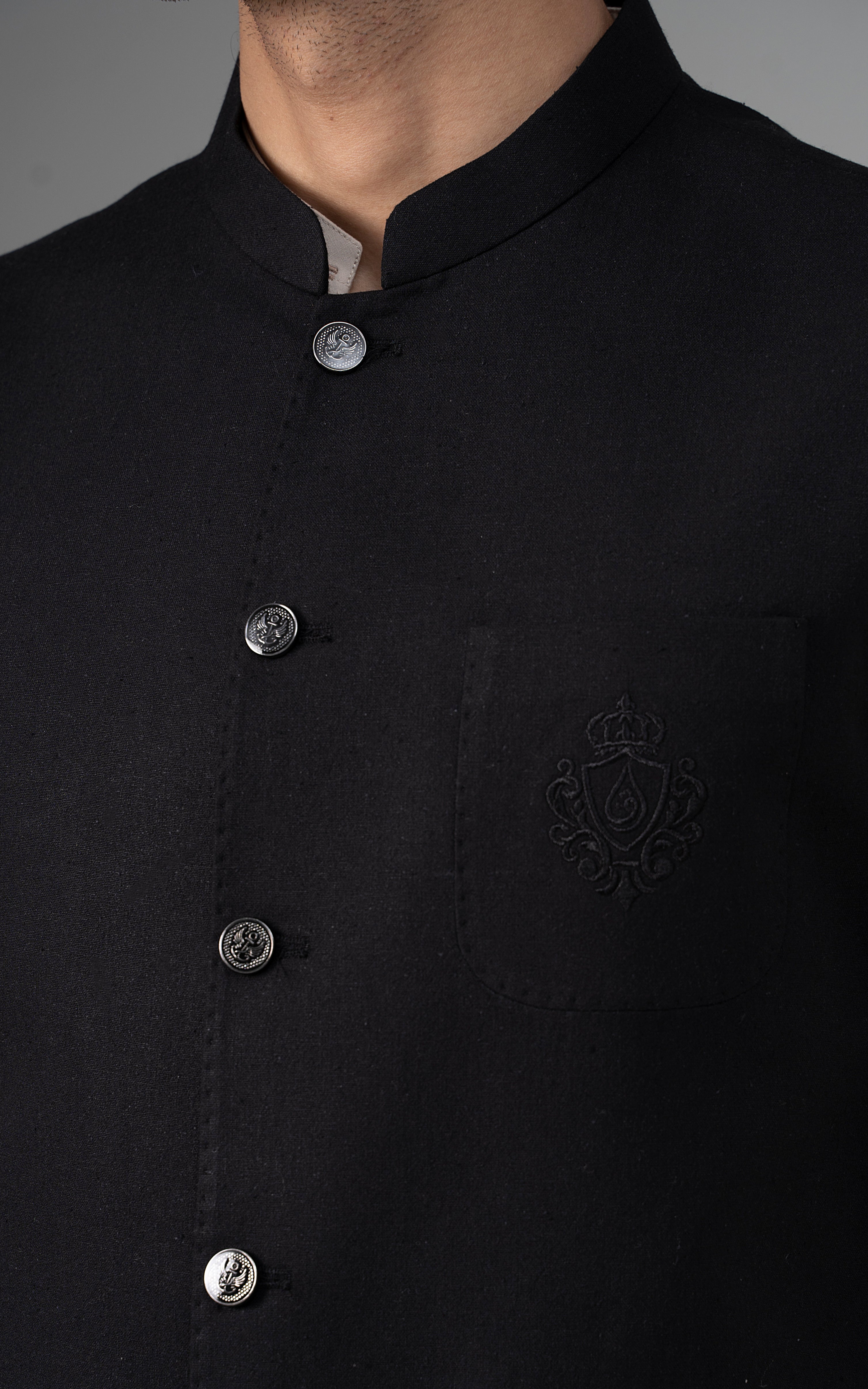 LOGO EMBROIDERED WAISTCOAT- CLASSIC COLLECTION BLACK