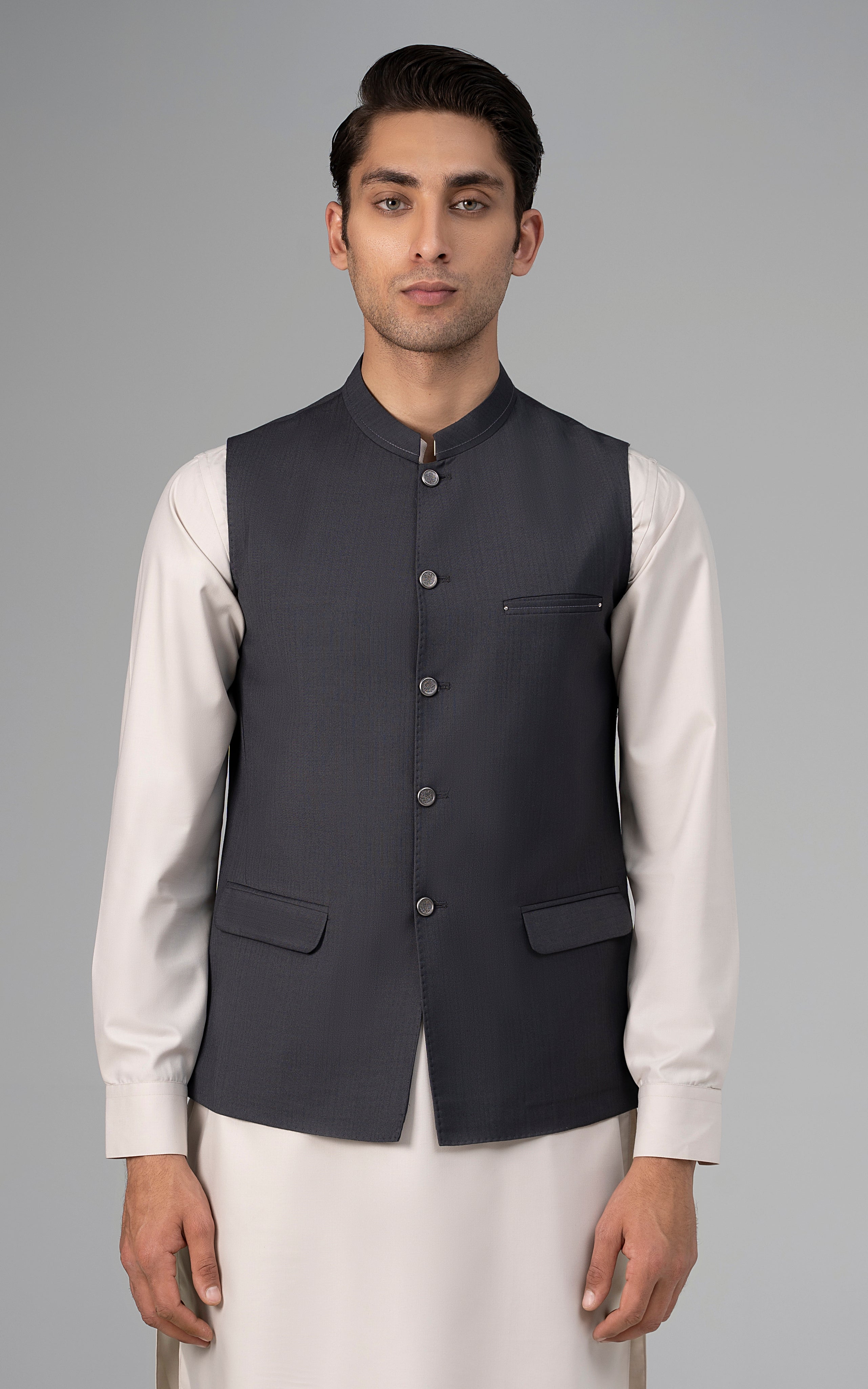 TROPICAL WAISTCOAT -SIGNATURE COLLECTION MID GREY