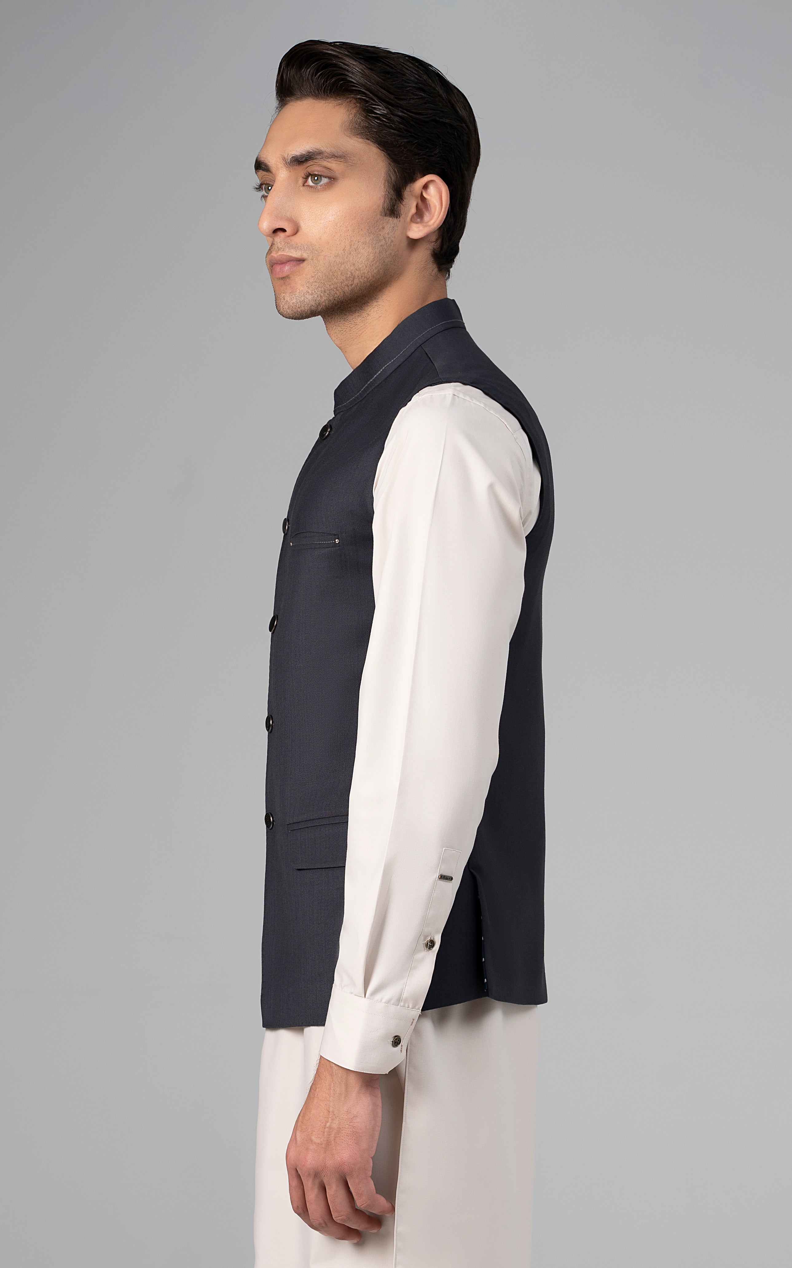 TROPICAL WAISTCOAT -SIGNATURE COLLECTION DARK GREY