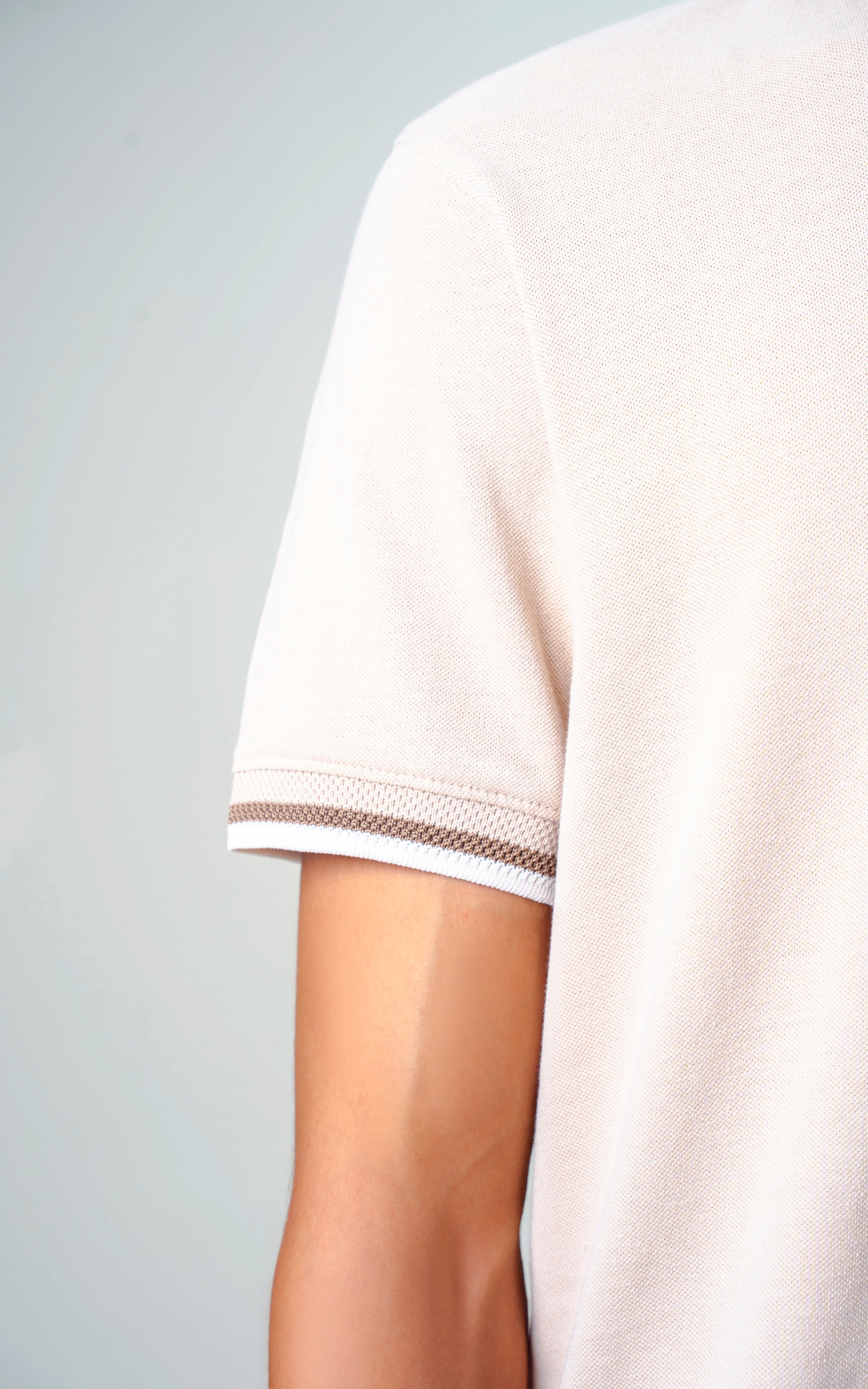 JACQUARD TIPPING COLLAR POLO BEIGE