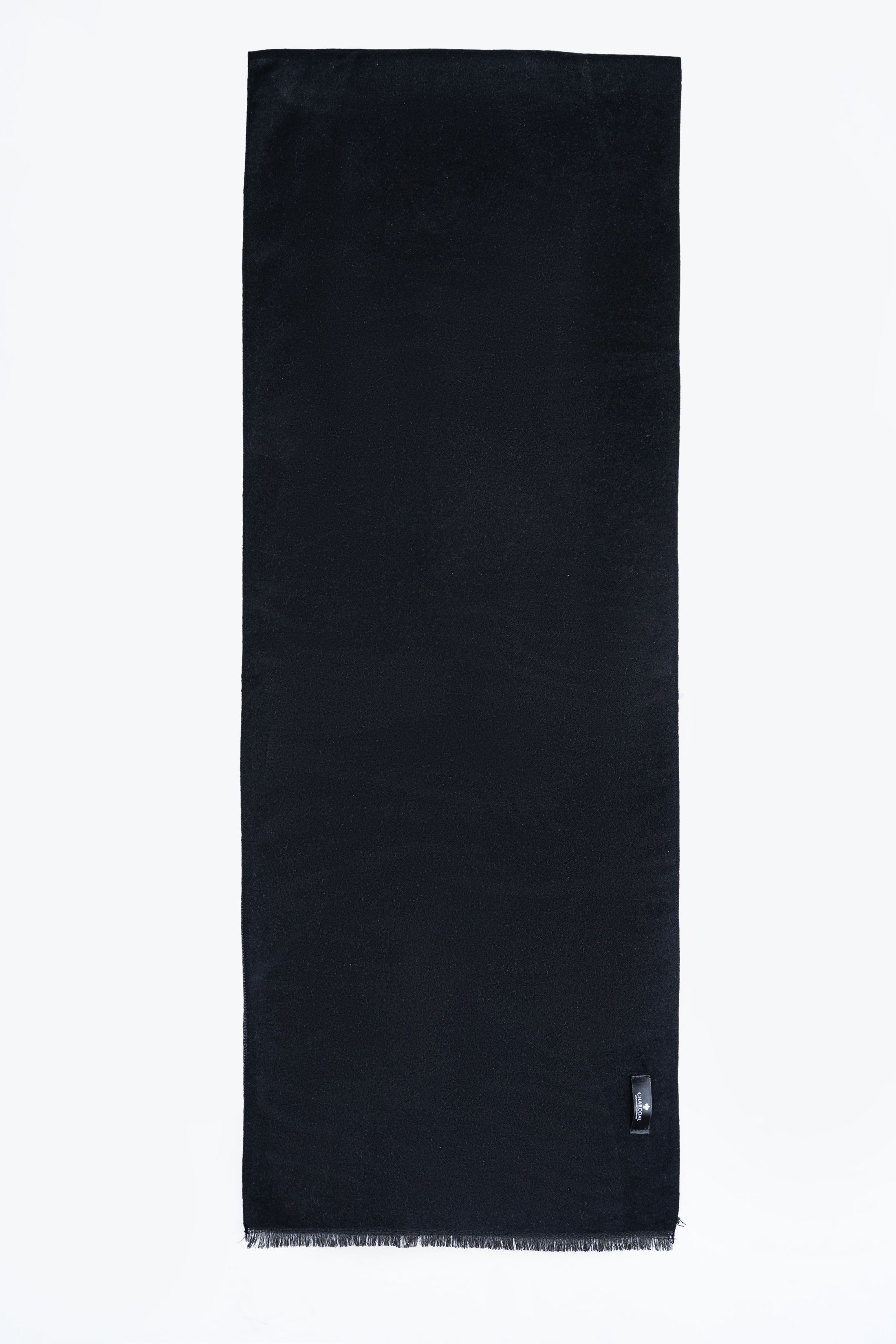 Dark scarf, rectangular with fringed edge