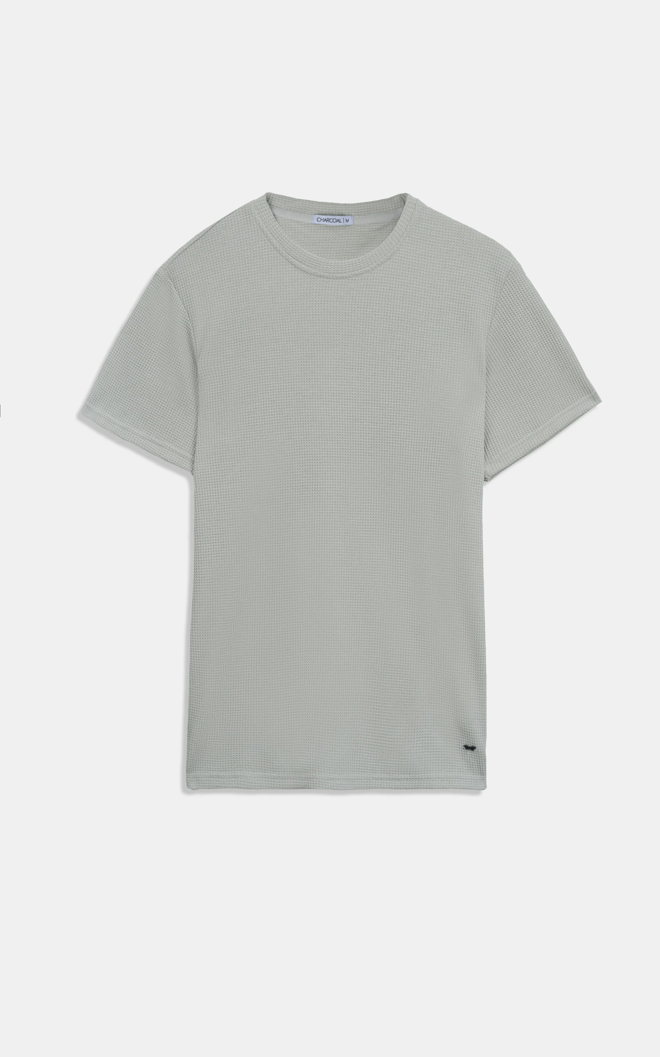 REGULAR FIT WAFFLE CREW NECK T SHIRT BEIGE