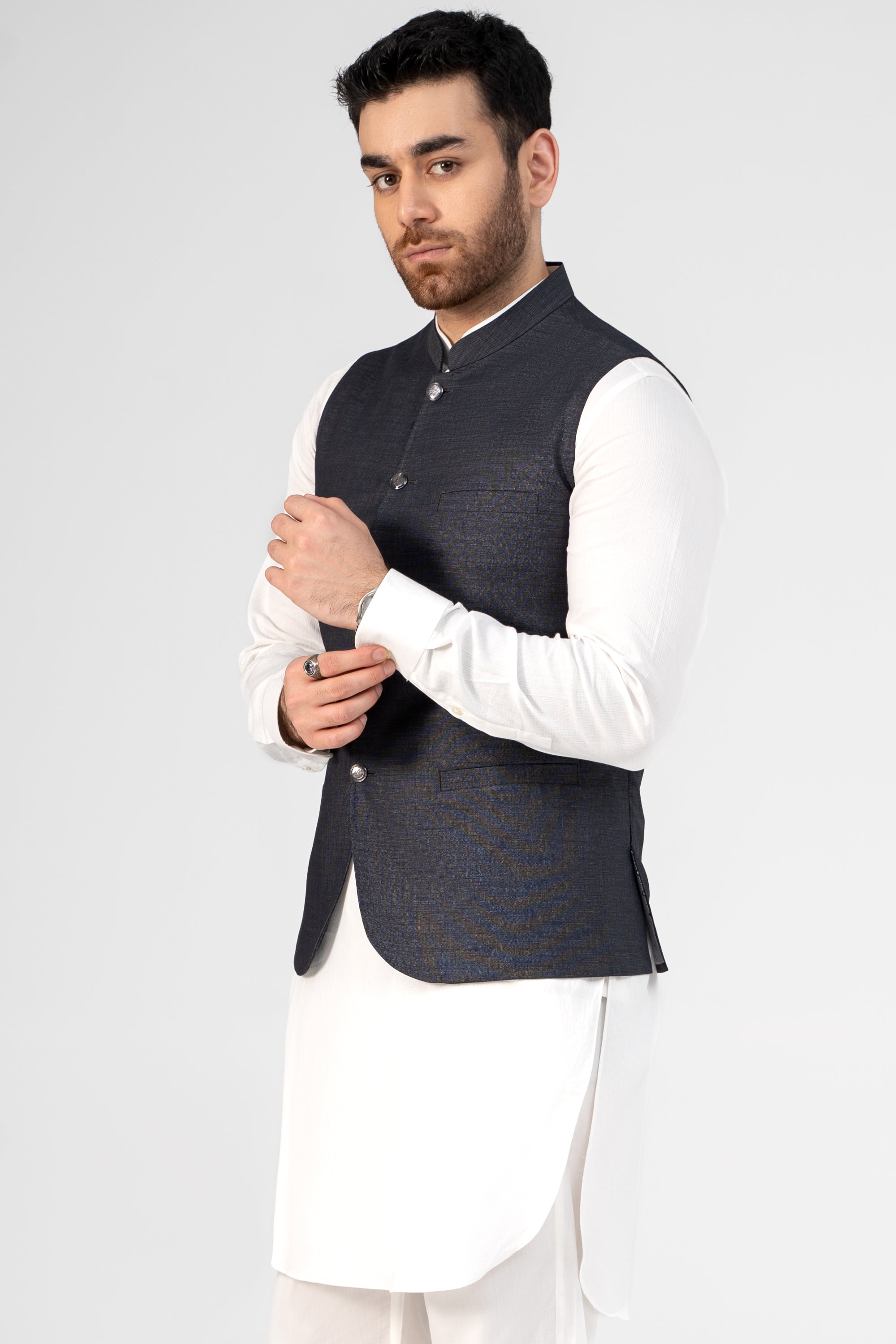 PREMIUM COTTON BLENDED WAISTCOAT DARK DENIM