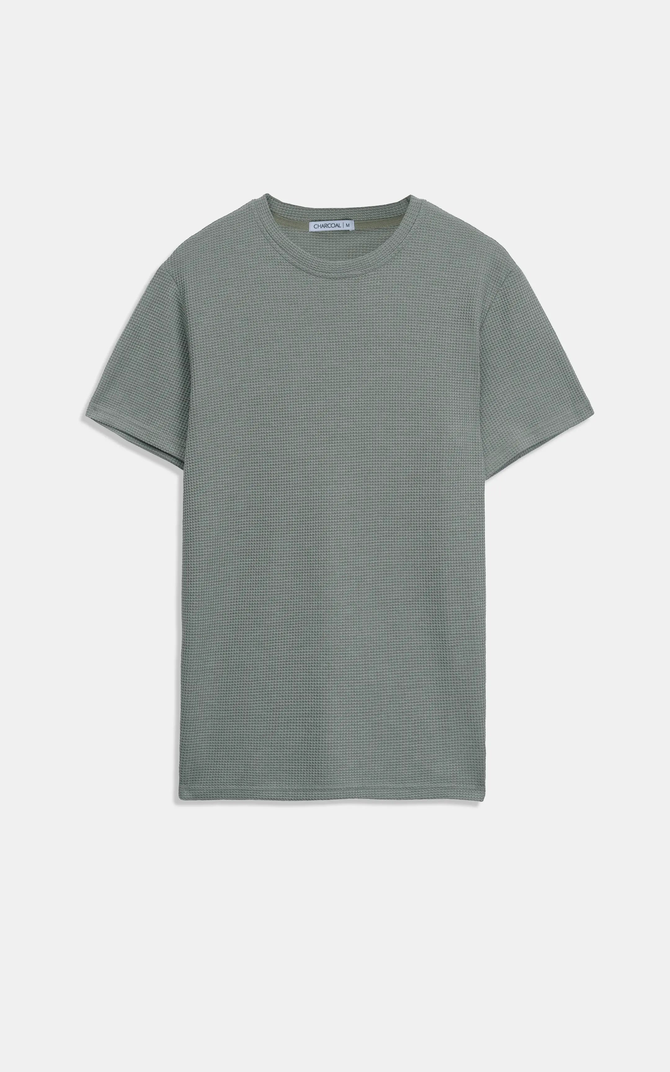 REGULAR FIT WAFFLE CREW NECK T SHIRT LIGHT GREEN