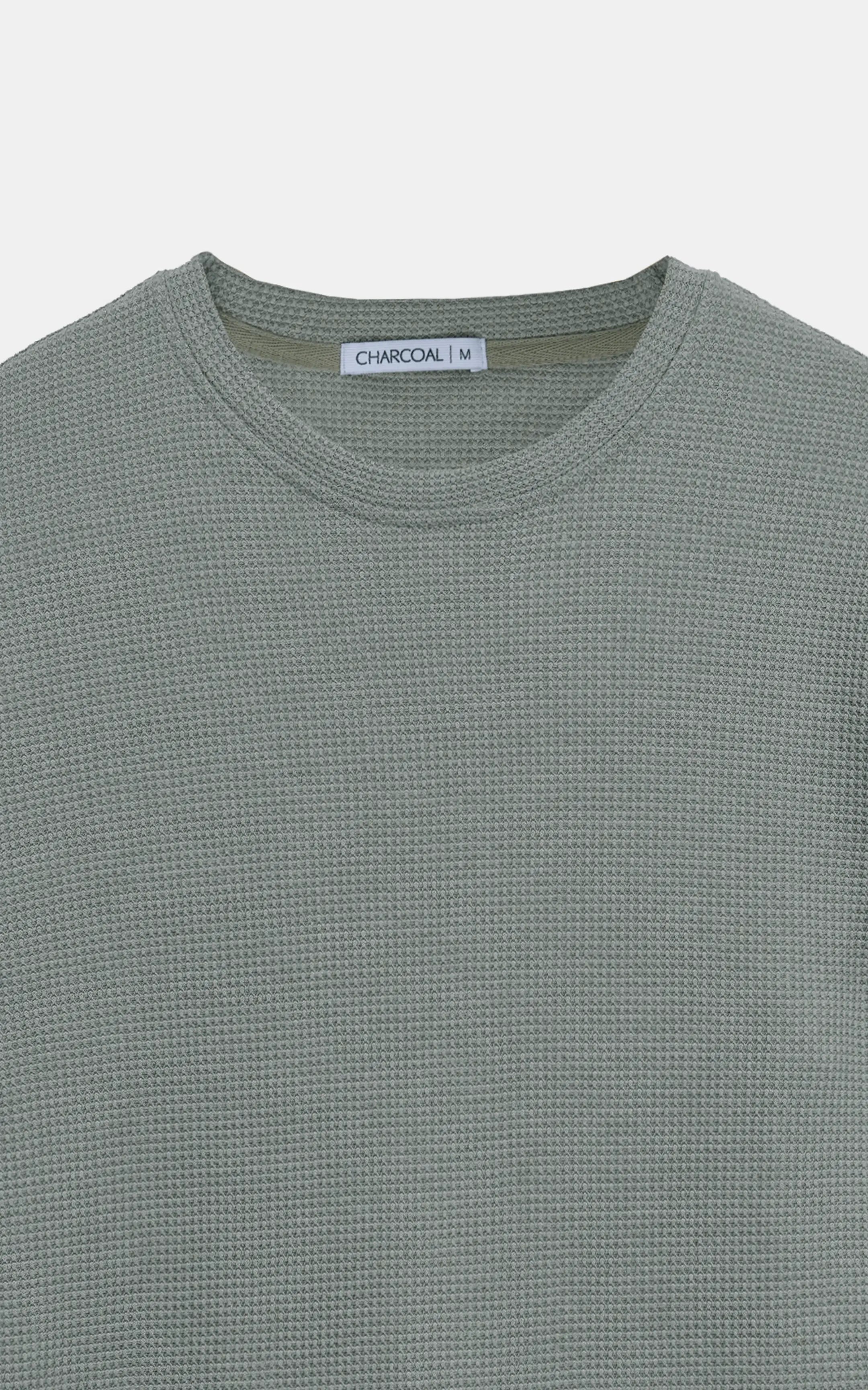 REGULAR FIT WAFFLE CREW NECK T SHIRT LIGHT GREEN