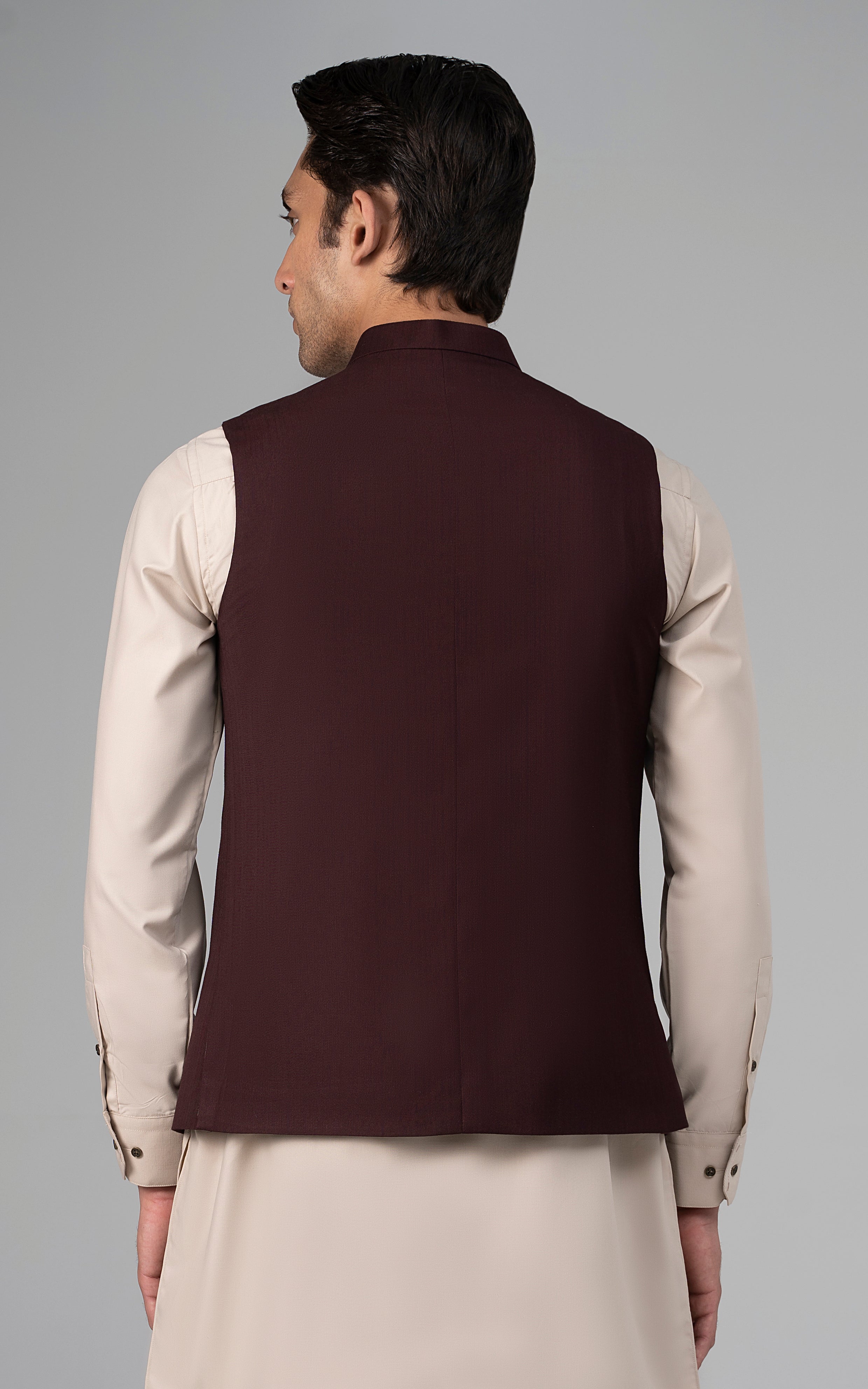 TROPICAL LOGO EMBROIDERED WAISTCOAT - SIGATURE COLLECTION DEEP MAROON