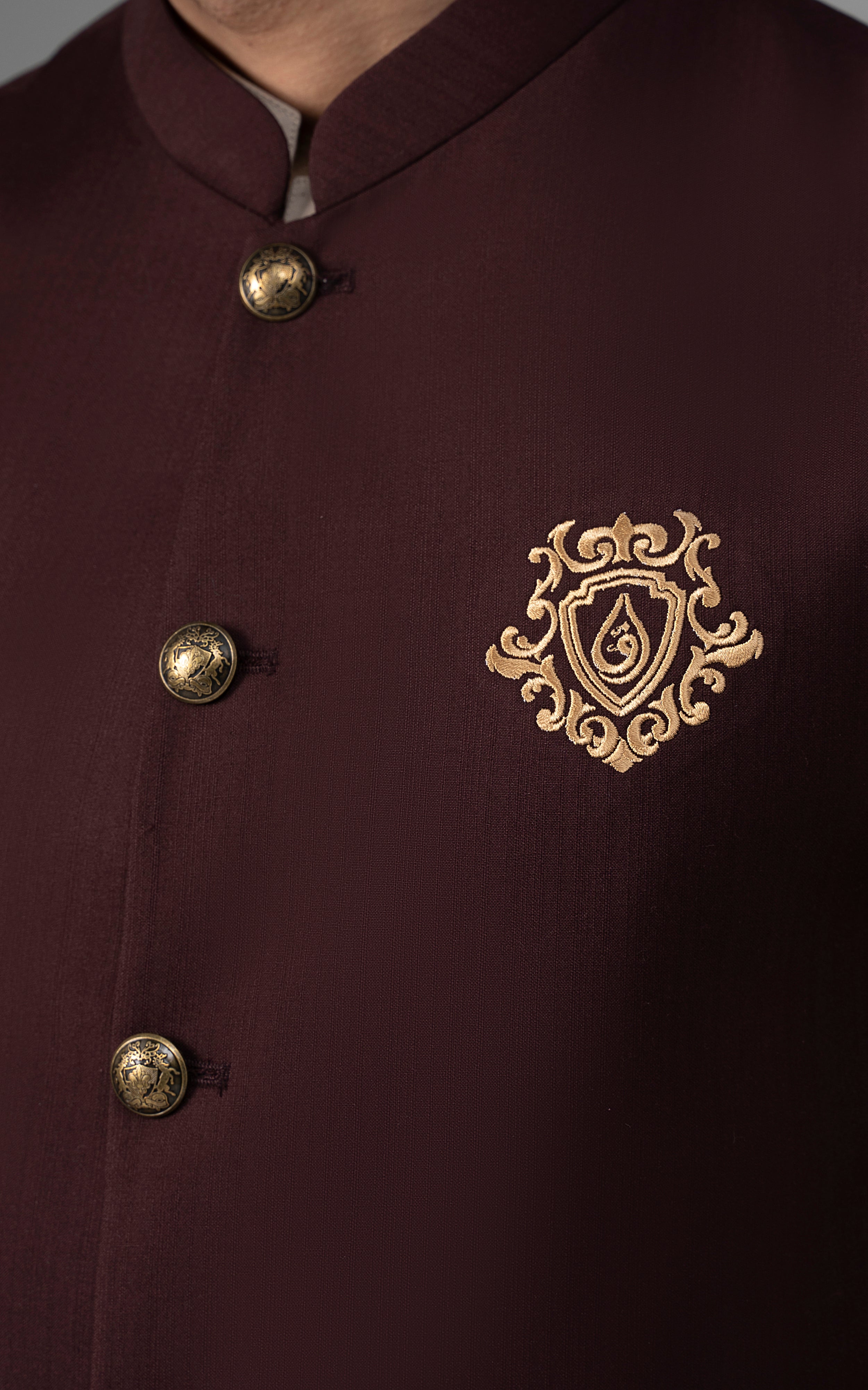 TROPICAL LOGO EMBROIDERED WAISTCOAT - SIGATURE COLLECTION DEEP MAROON