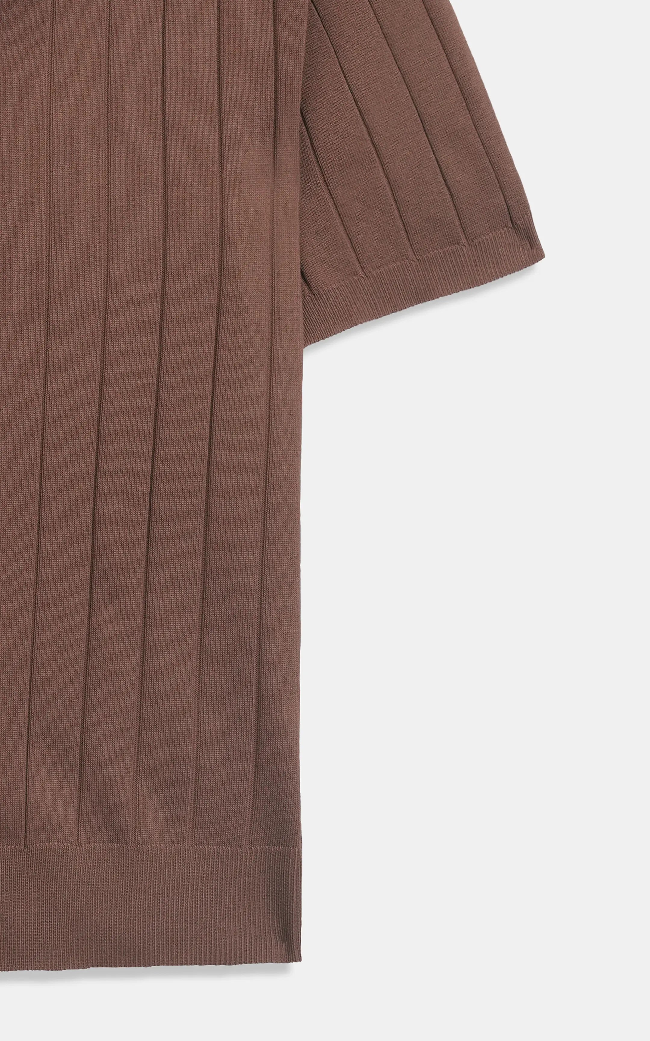 HALF SLEEVE CABLE KNIT CASUAL SHIRT BROWN