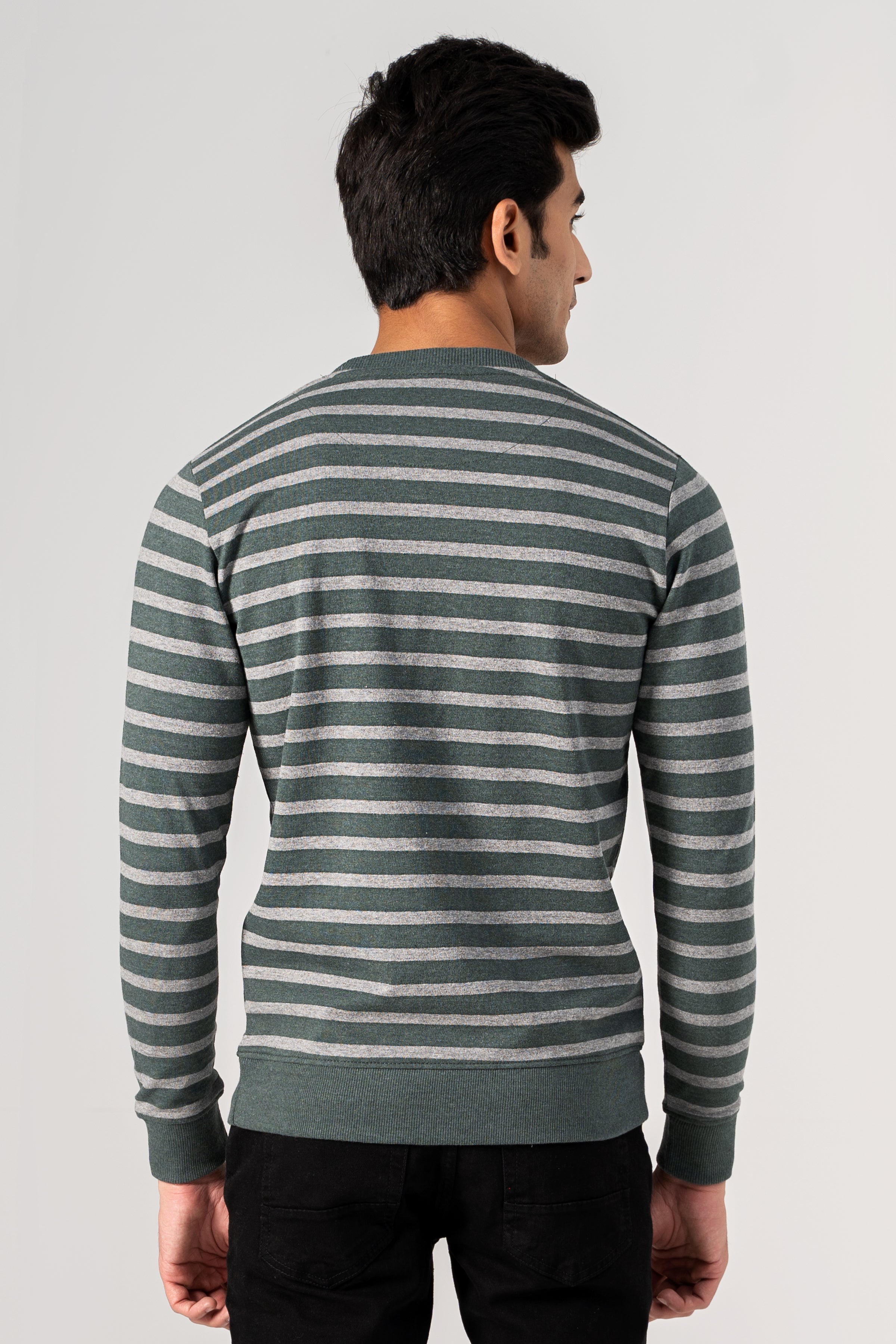 STRIPER SWEAT SHIRT GREEN GREY