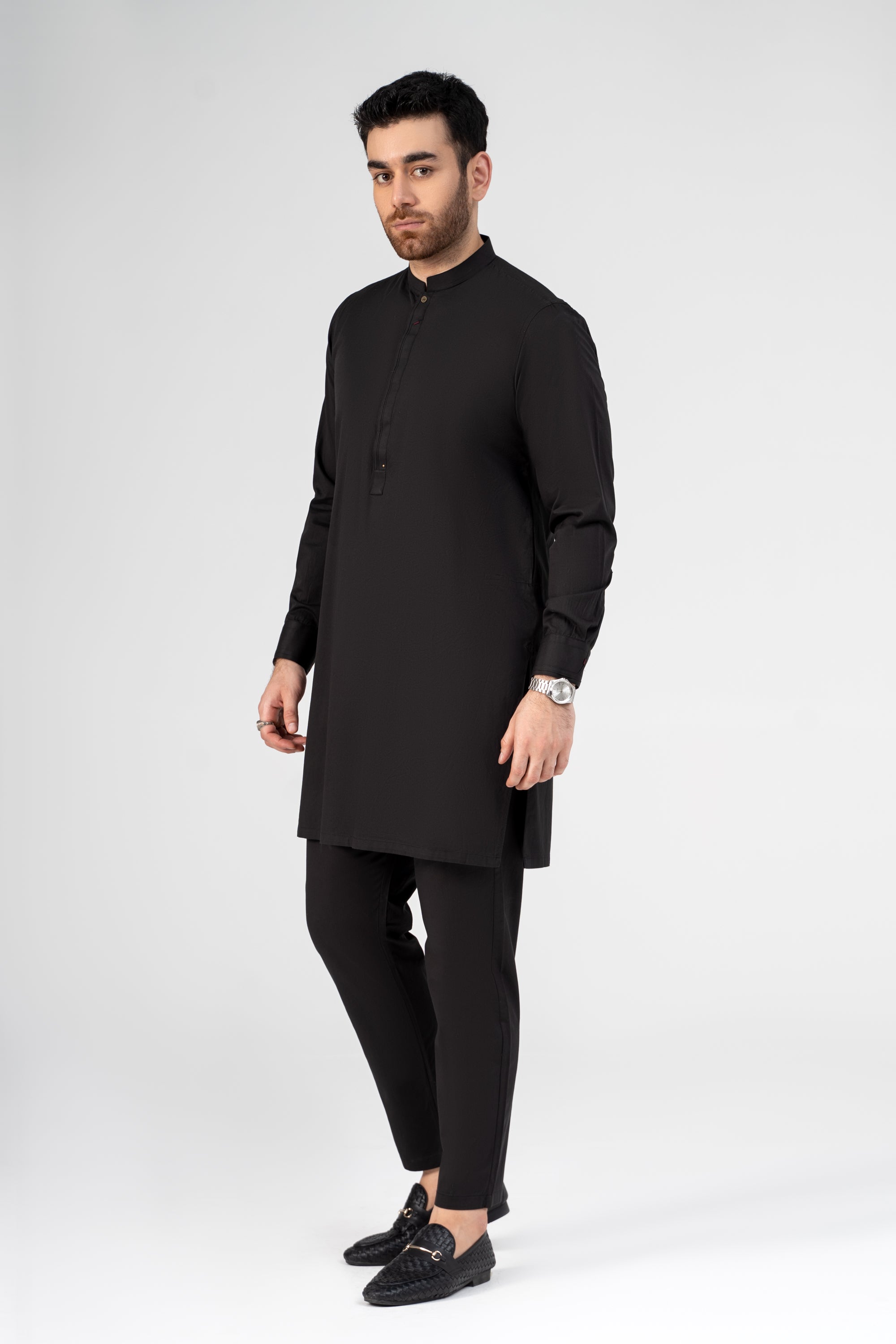 TWILL COTTON KURTA PAJAMA BLACK