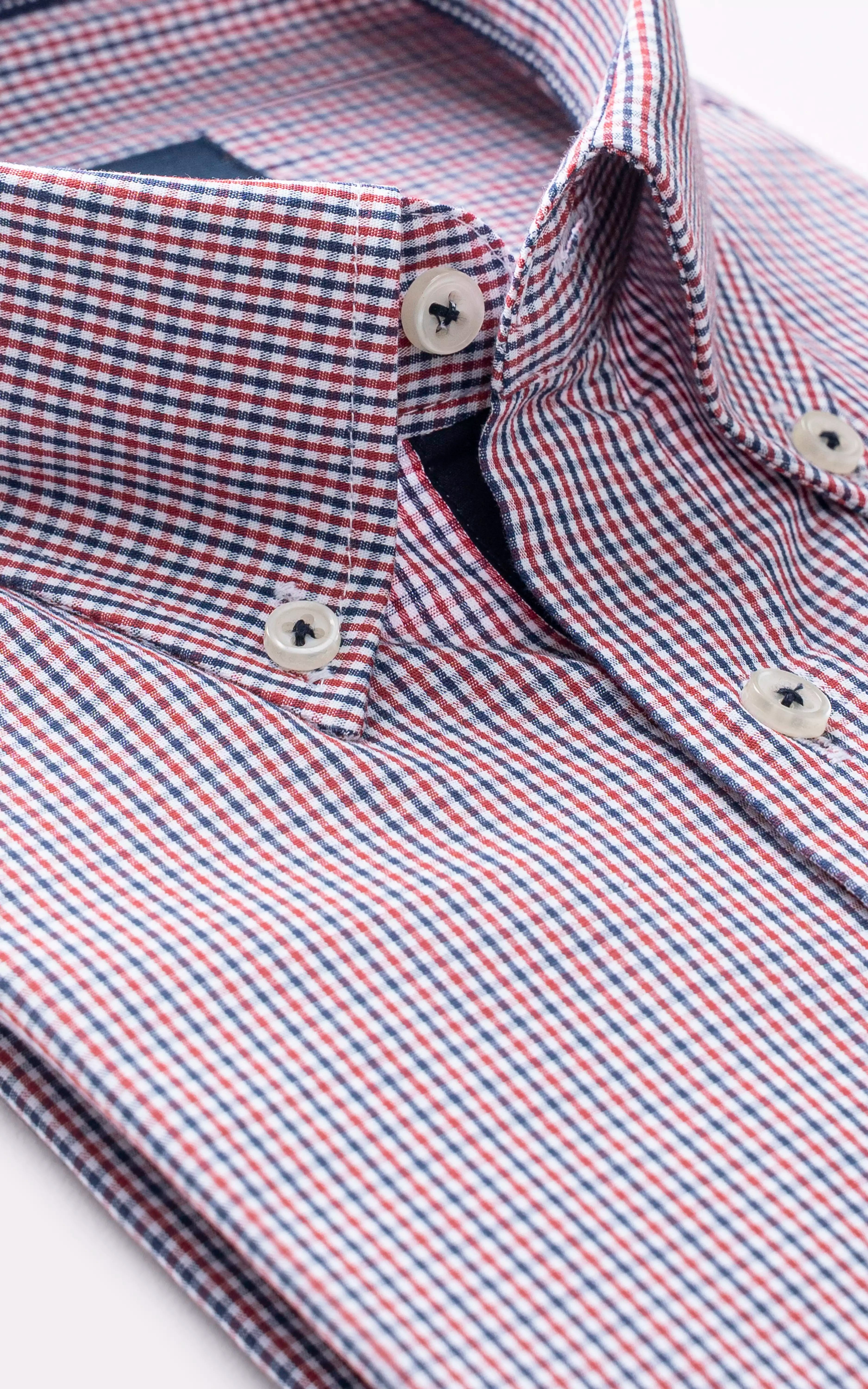 SEMI FORMAL SMART FIT CHECKED SHIRT RED NAVY CHECK