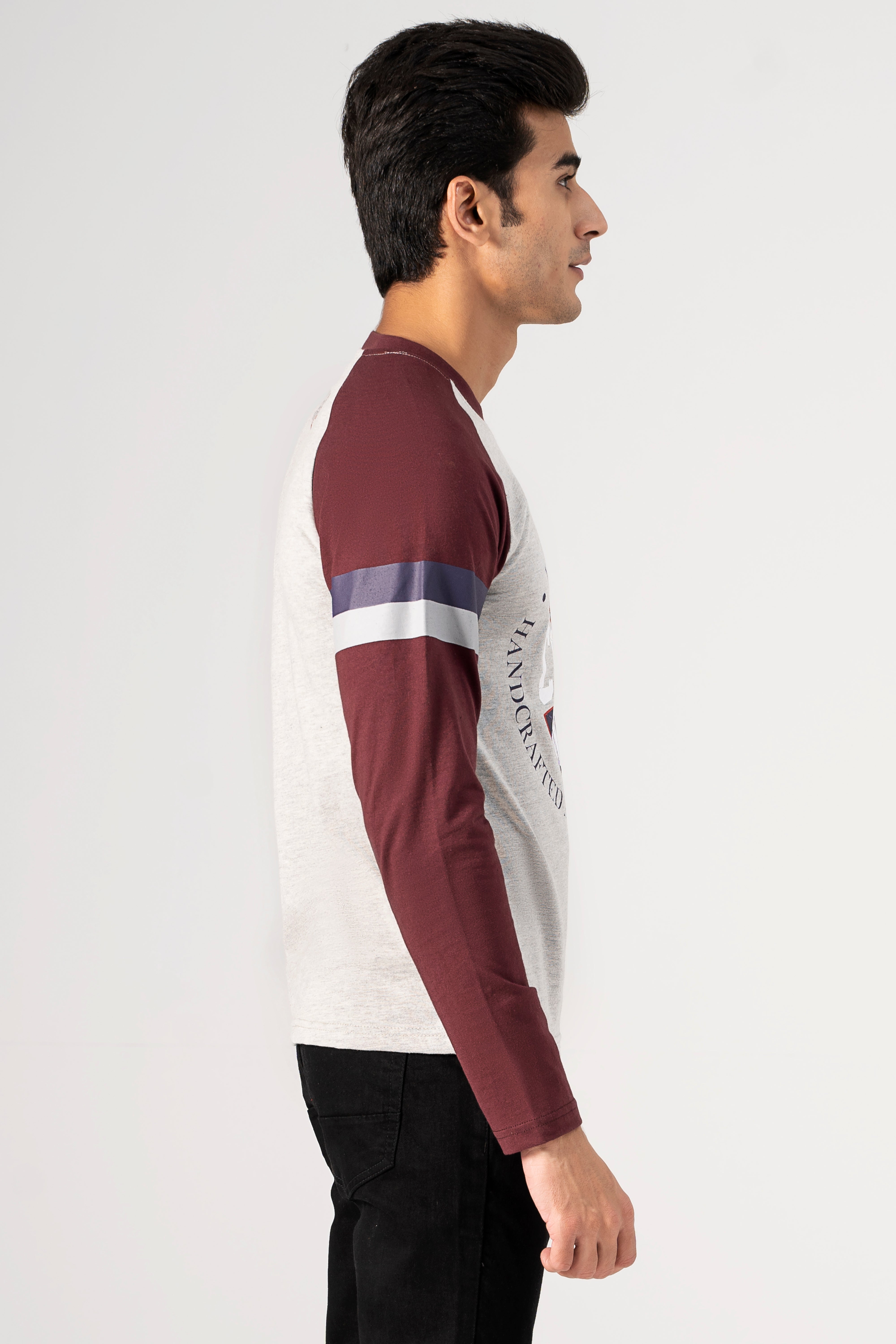 RAGLAN SLEEVE T-SHIRT GREY MAROON