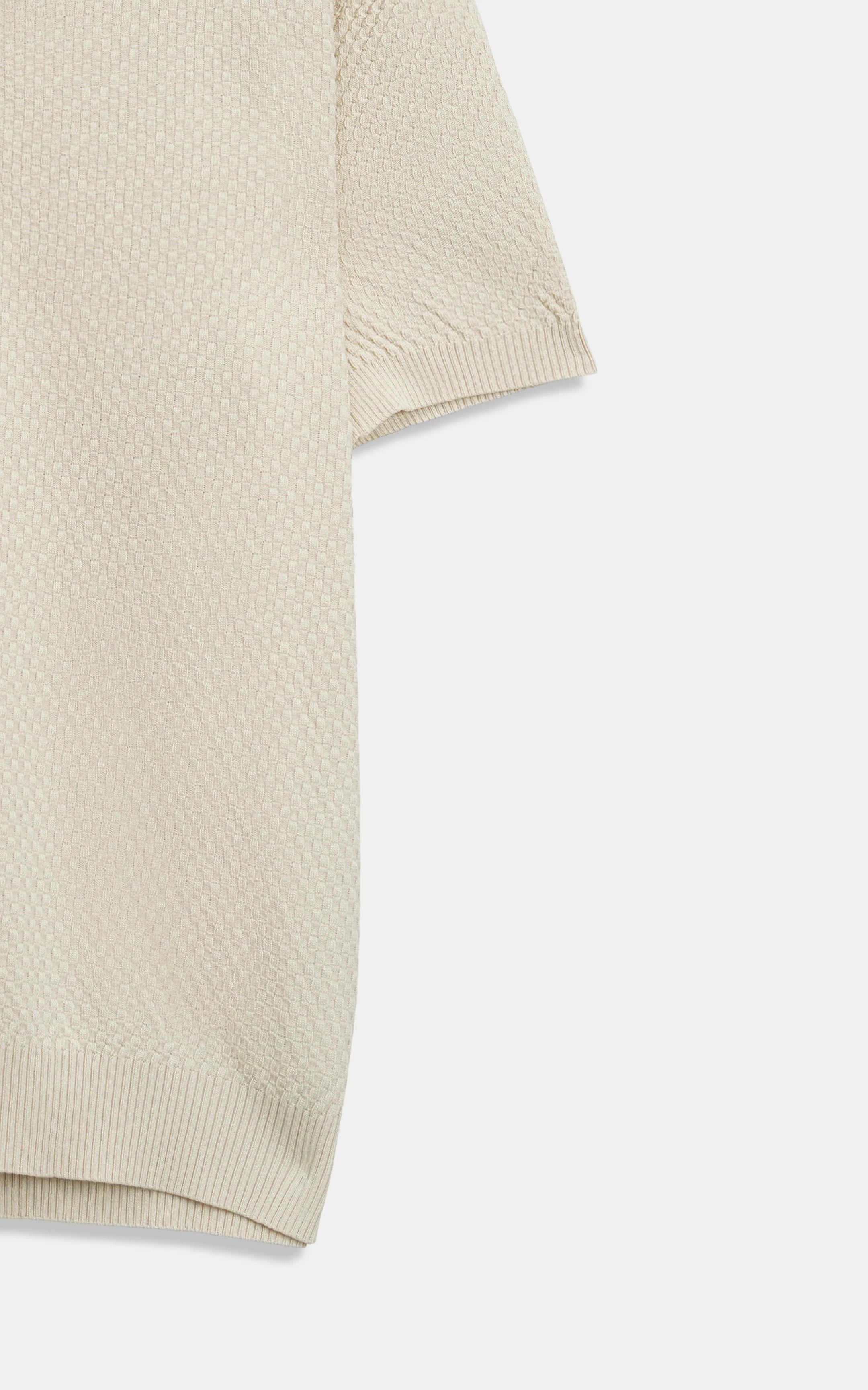 SWEATER KNIT SELF TEXTURED POLO WHITE