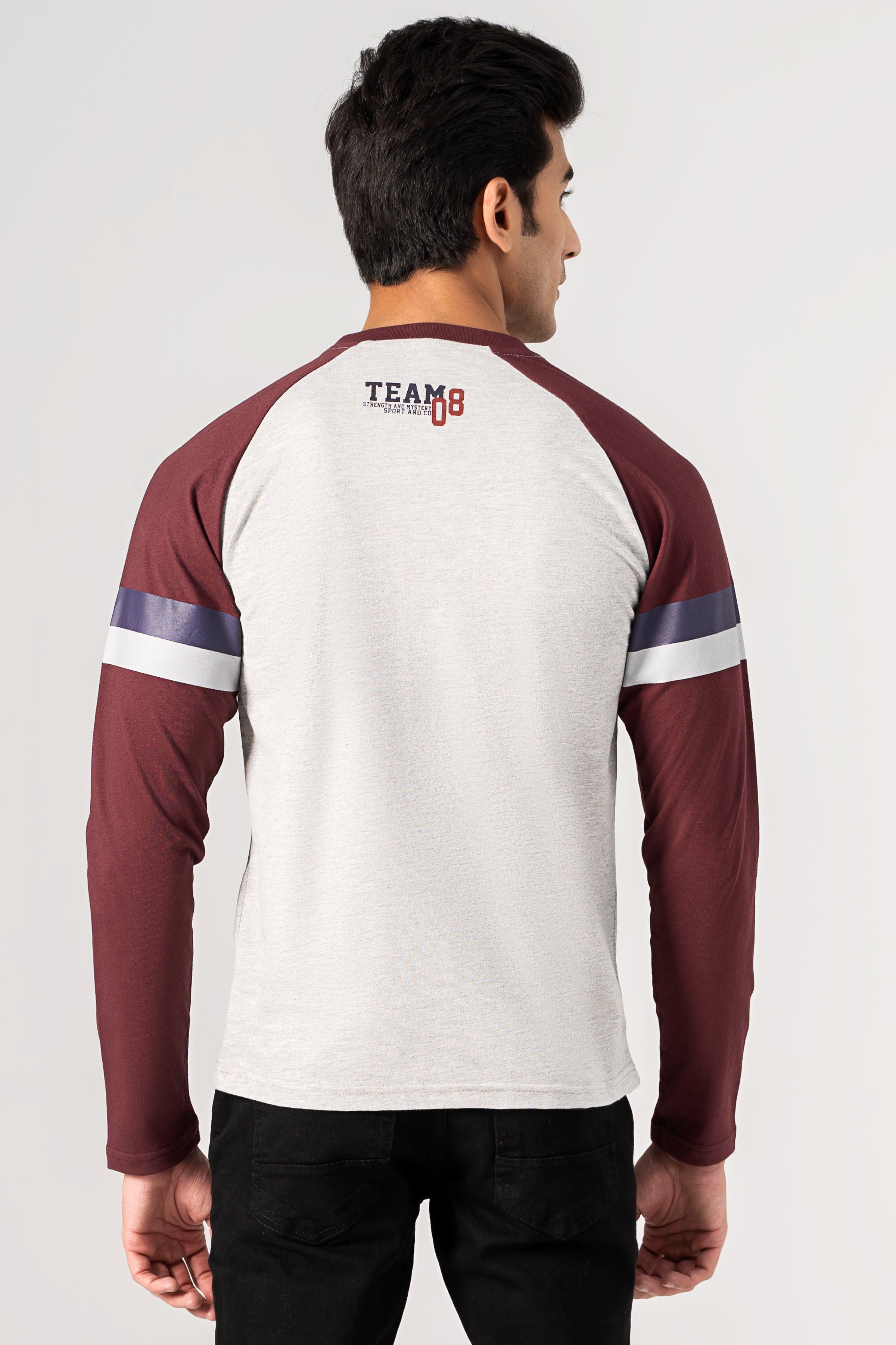 RAGLAN SLEEVE T-SHIRT GREY MAROON