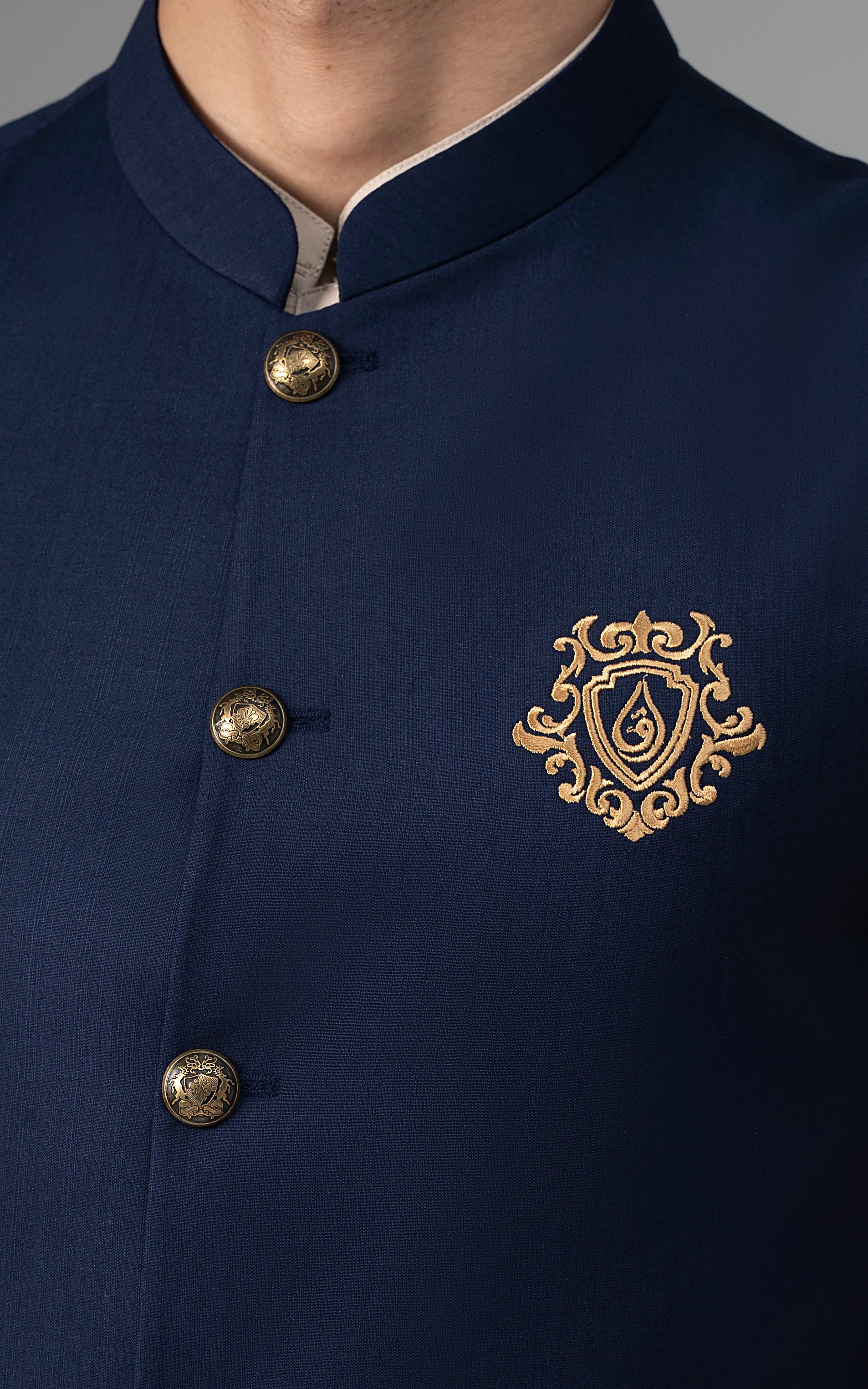 TROPICAL LOGO EMBROIDERED WAISTCOAT -SIGATURE COLLECTION NAVY