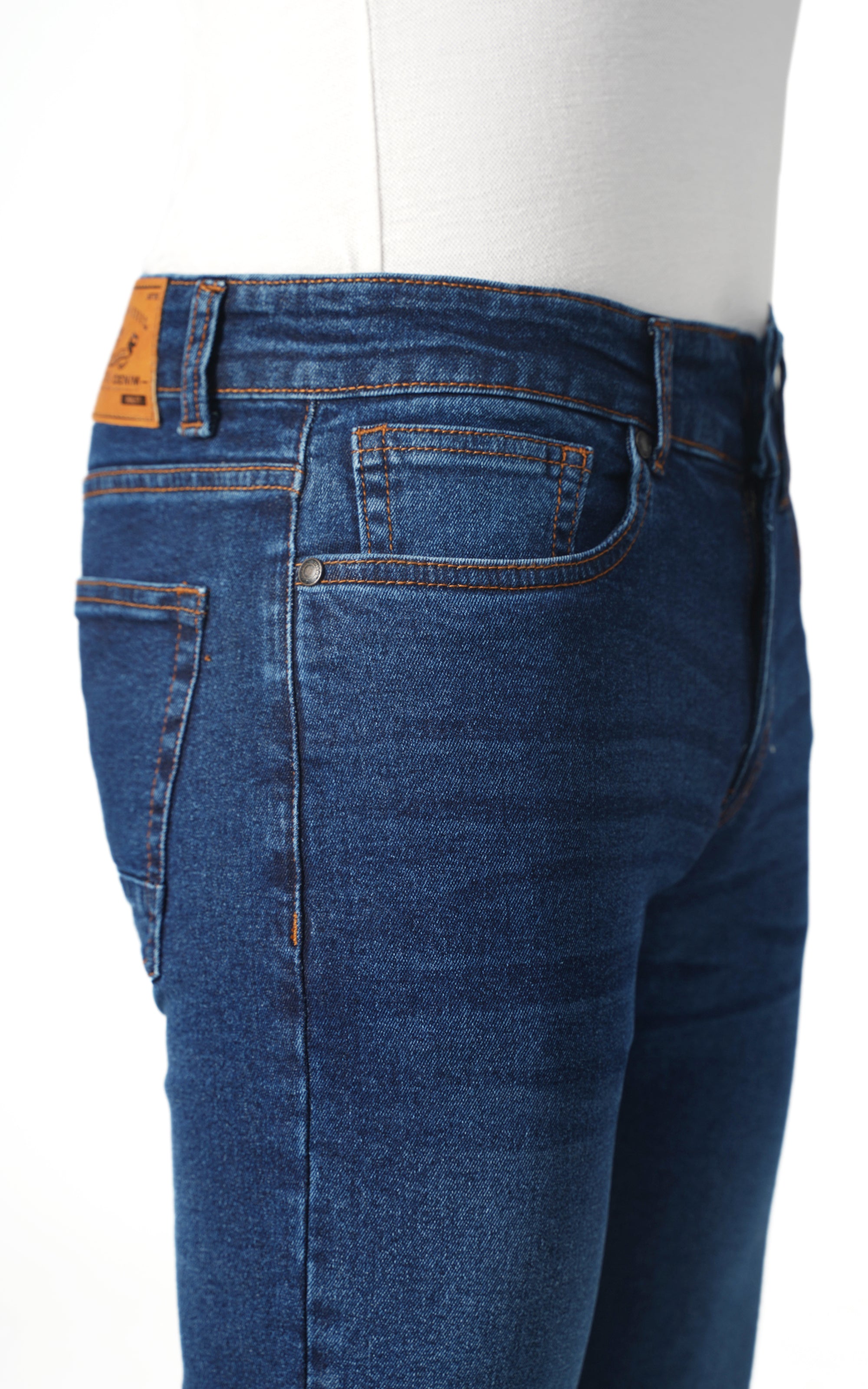 SLIM LEG WHISKERED JEANS DARK BLUE