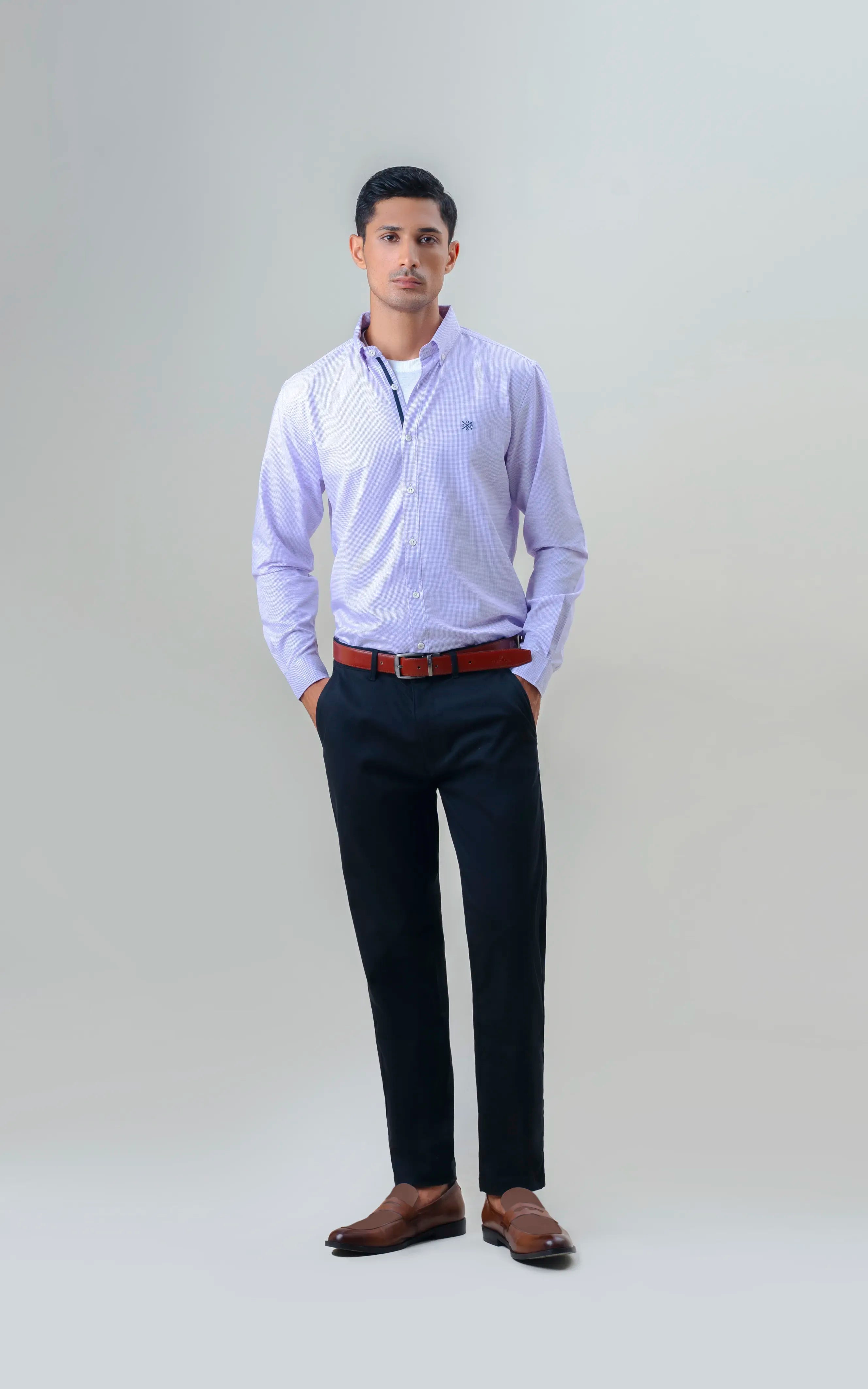 TEXTURED REGULAR FIT CASUAL PANT BLACK