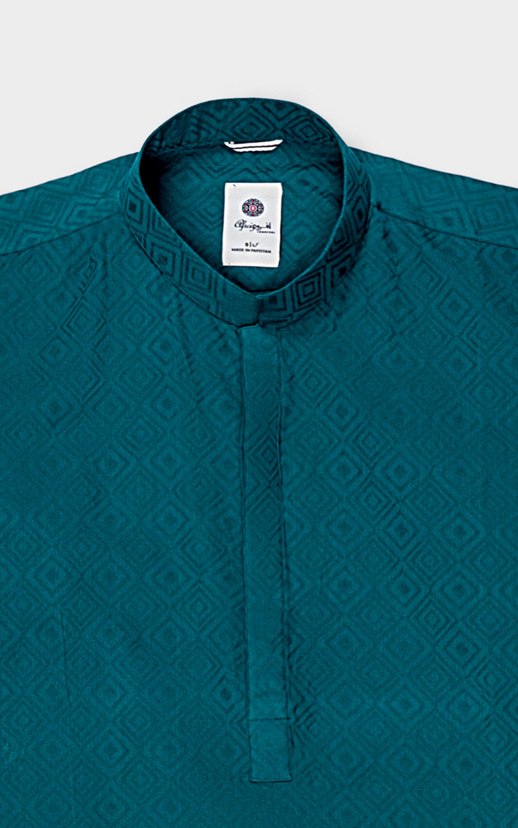 KURTA BAN COLLAR TURQUOISE