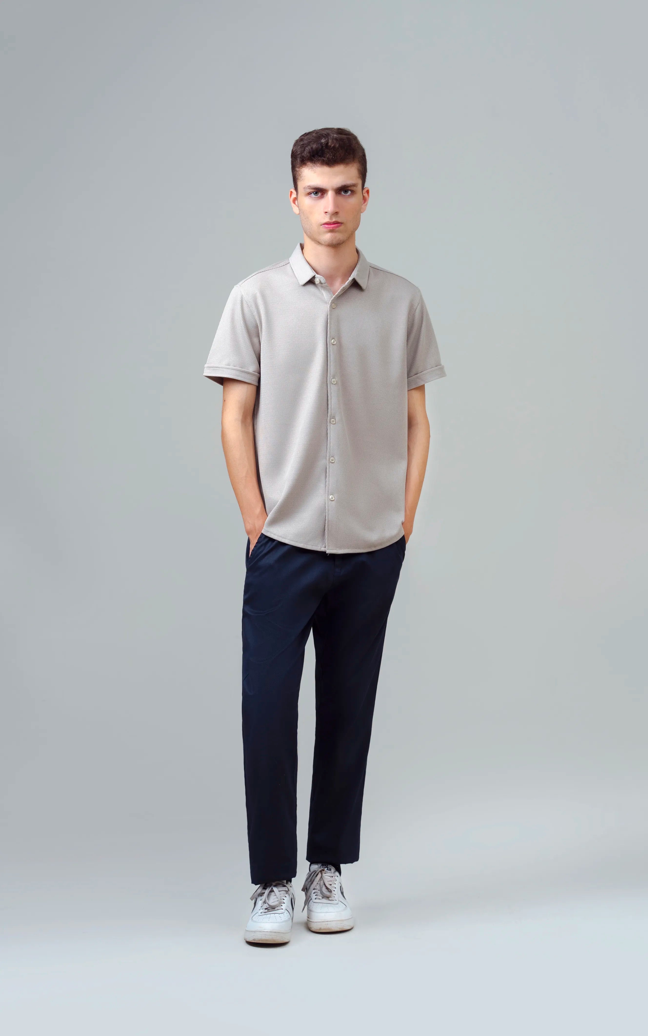 SMART FIT KNIT CASUAL SHIRT KHAKI