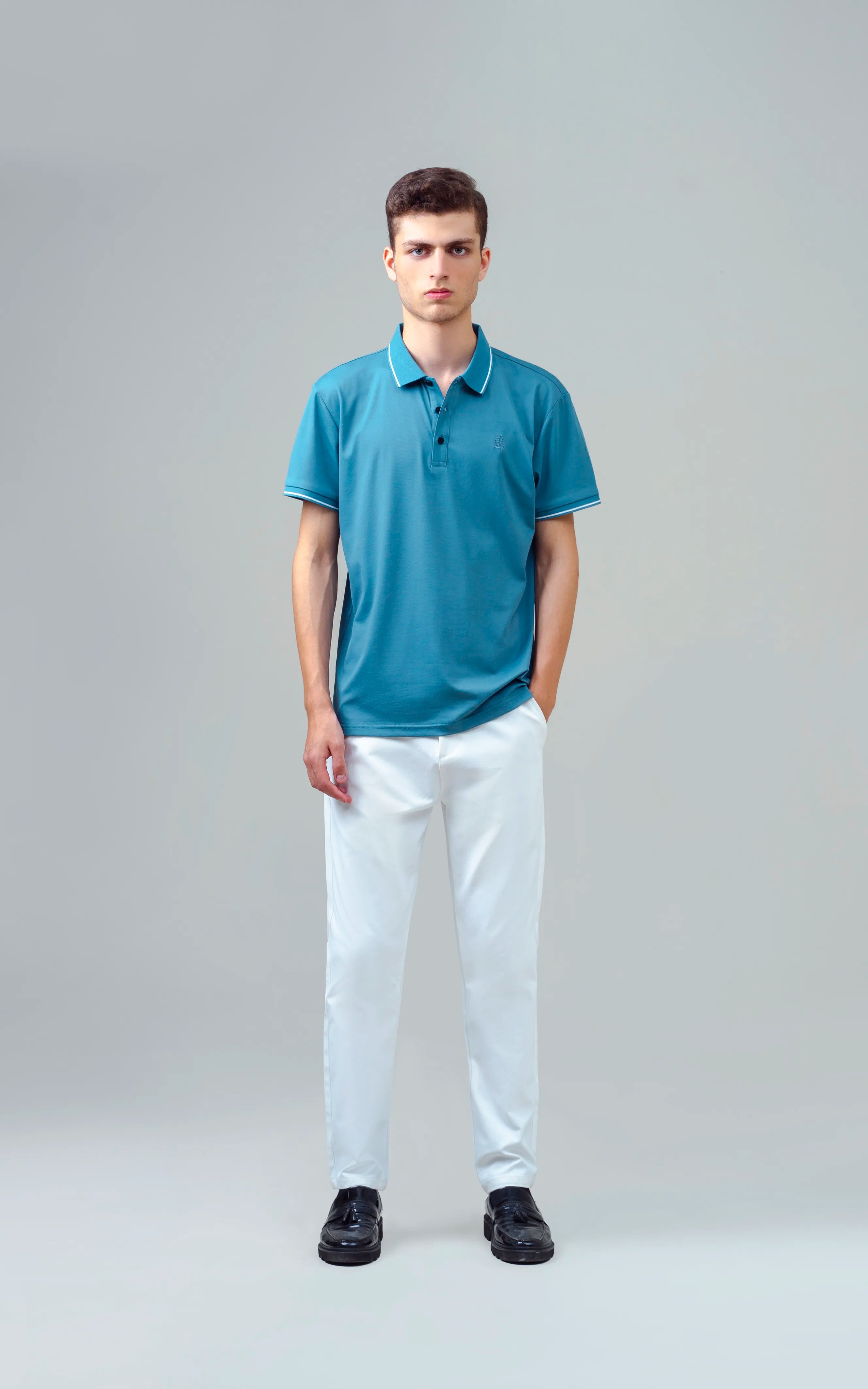 EXECUTIVE TIPPING POLO AQUA BLUE