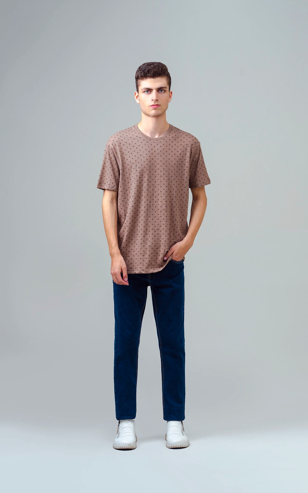 REGULAR FIT PRINTED T SHIRT KHAKI