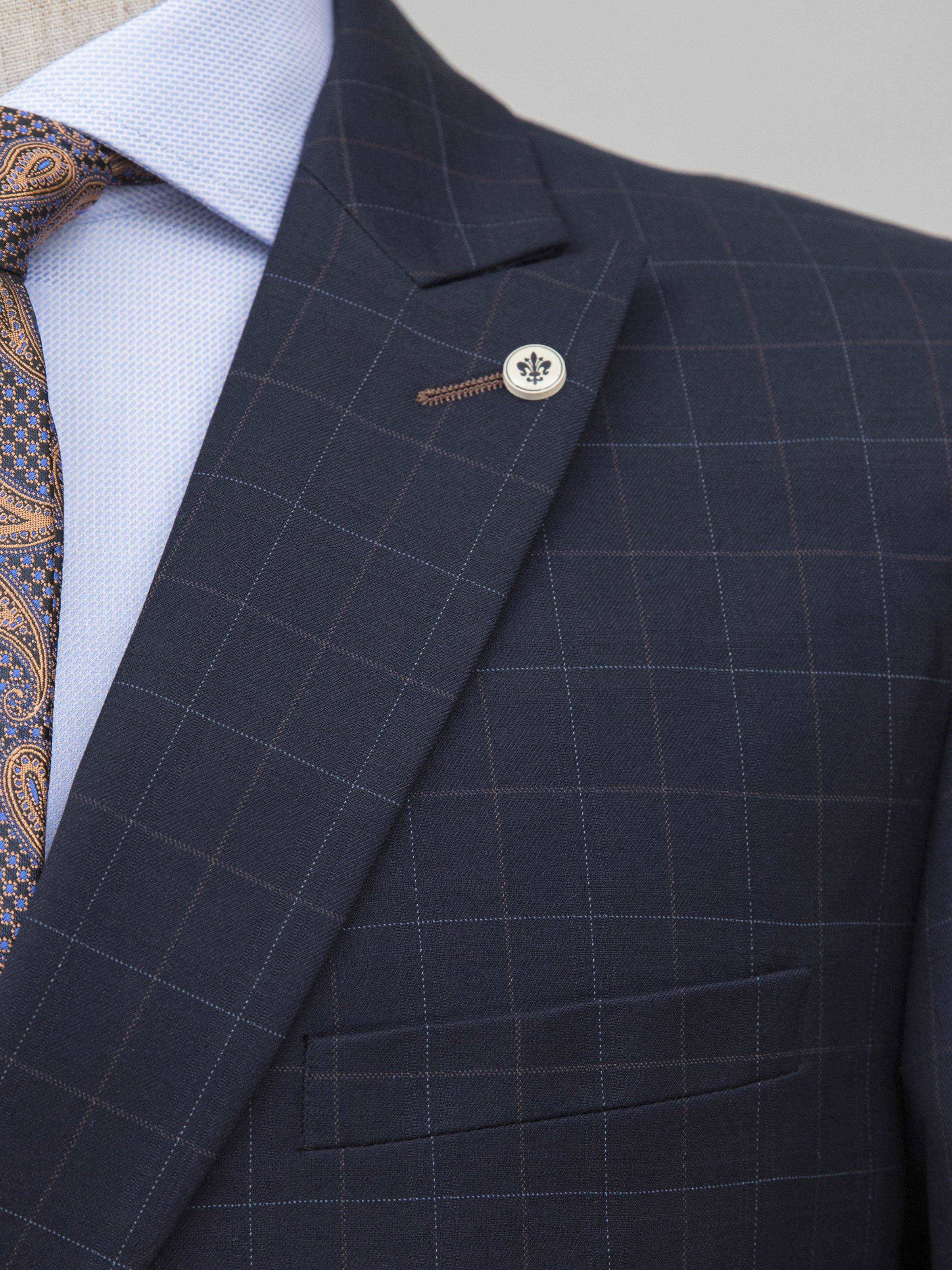 2 PIECE SUIT DOUBLE BREASTED SLIM FIT NAVY at Charcoal Clothing