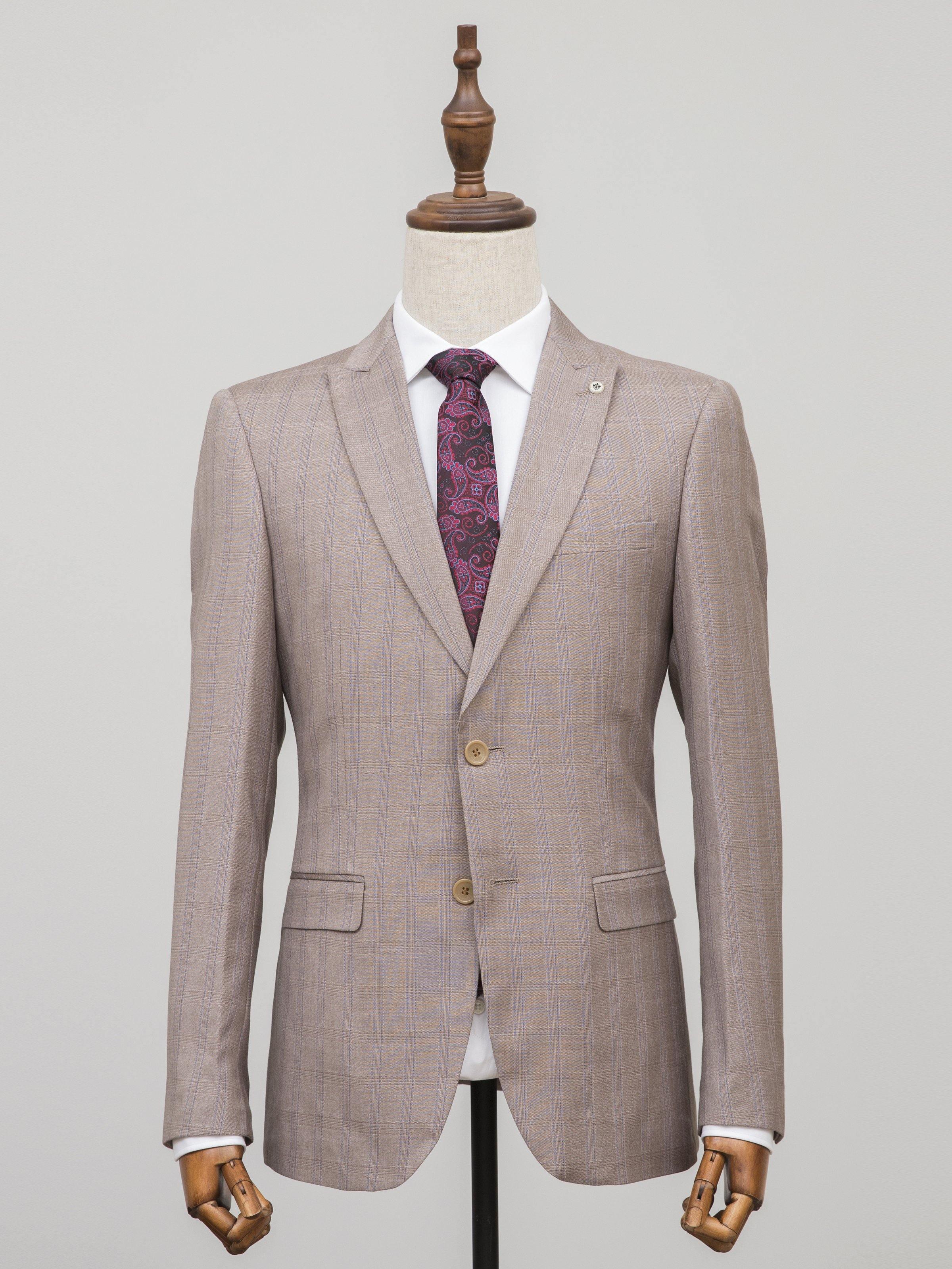 2 PIECE SUIT SLIM FIT LIGHT BROWN at Charcoal Clothing