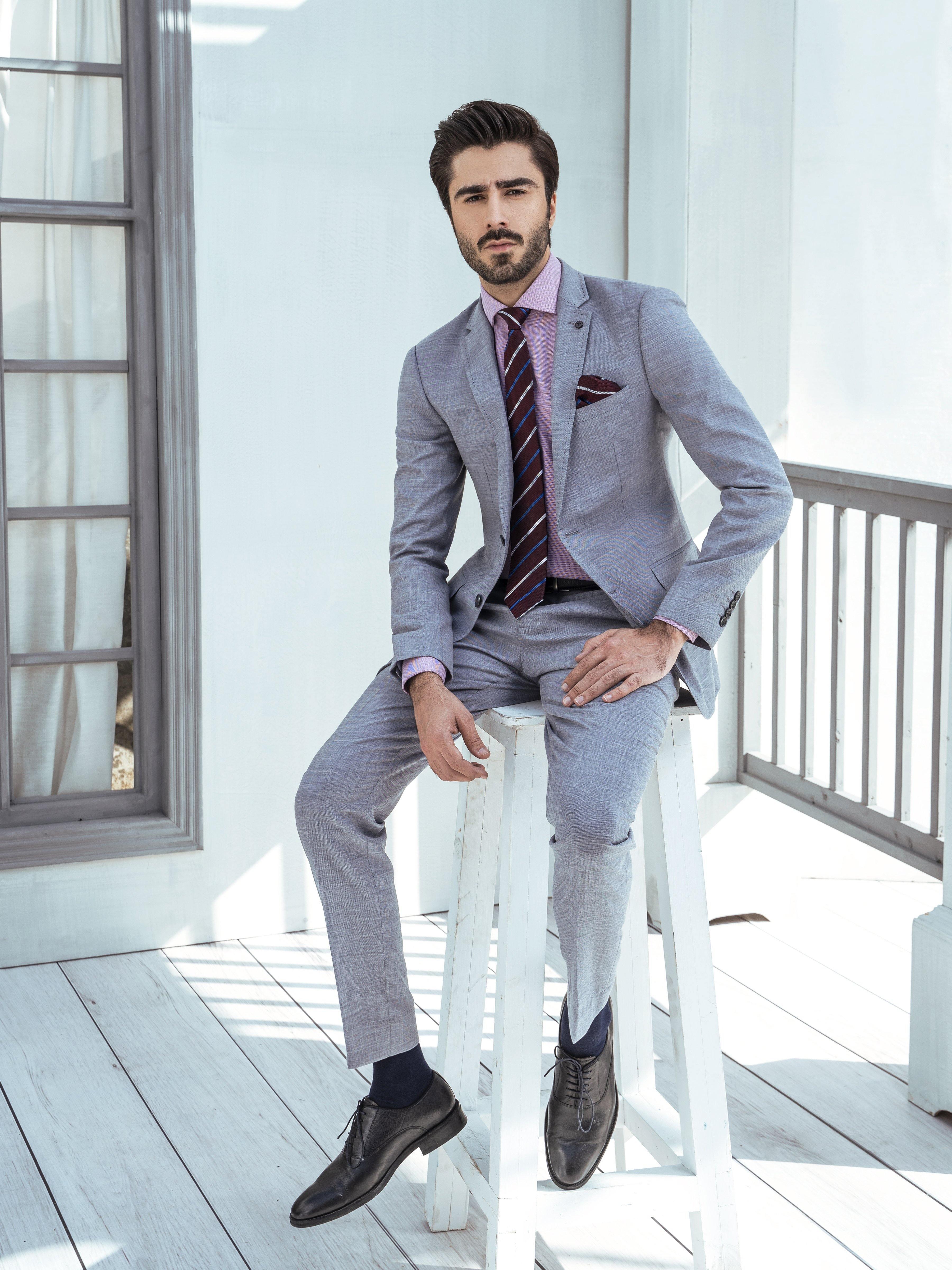 2 PIECE SUIT SLIM FIT LIGHT GREY at Charcoal Clothing