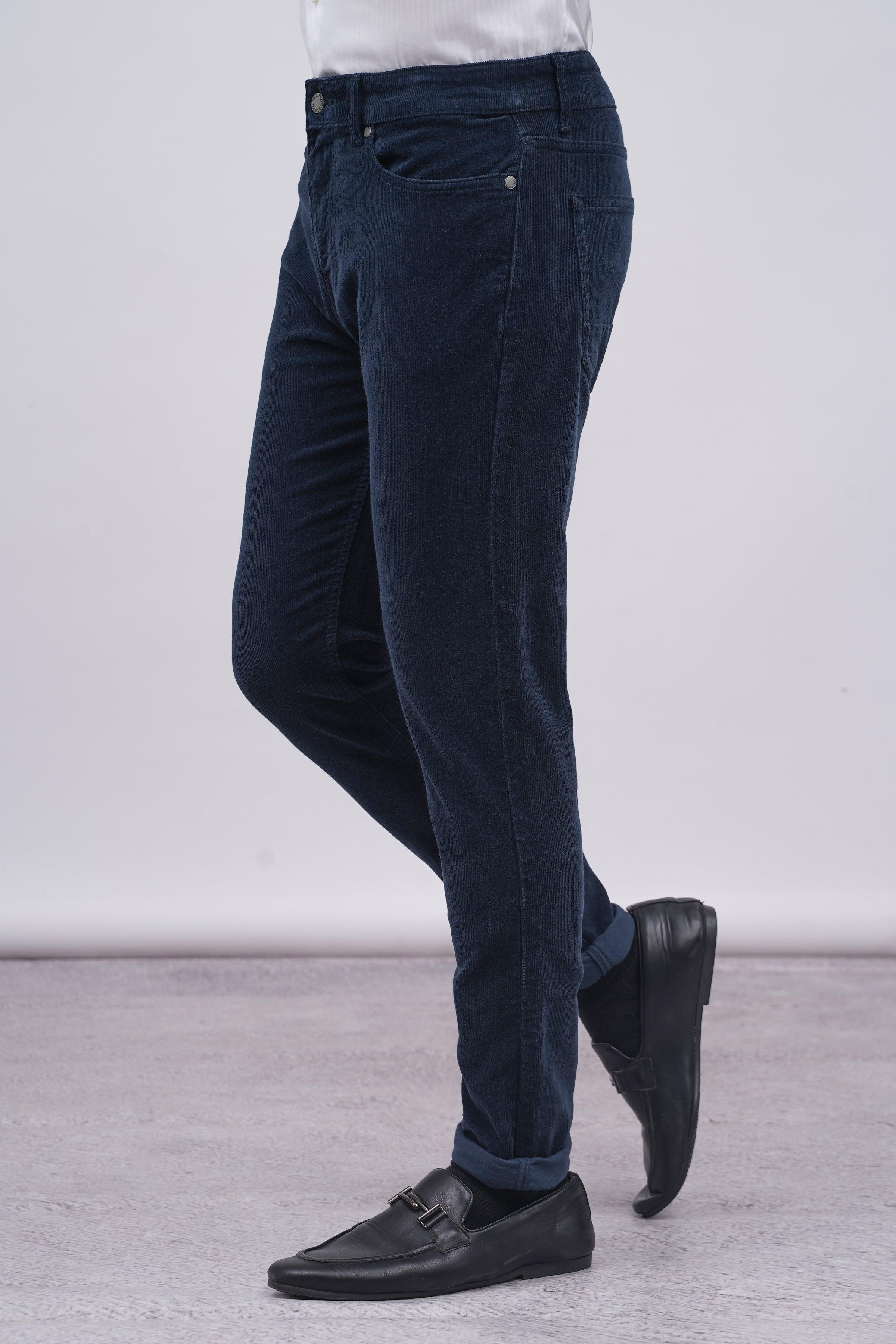 5 POCKET CORDUROY PANT NAVY at Charcoal Clothing