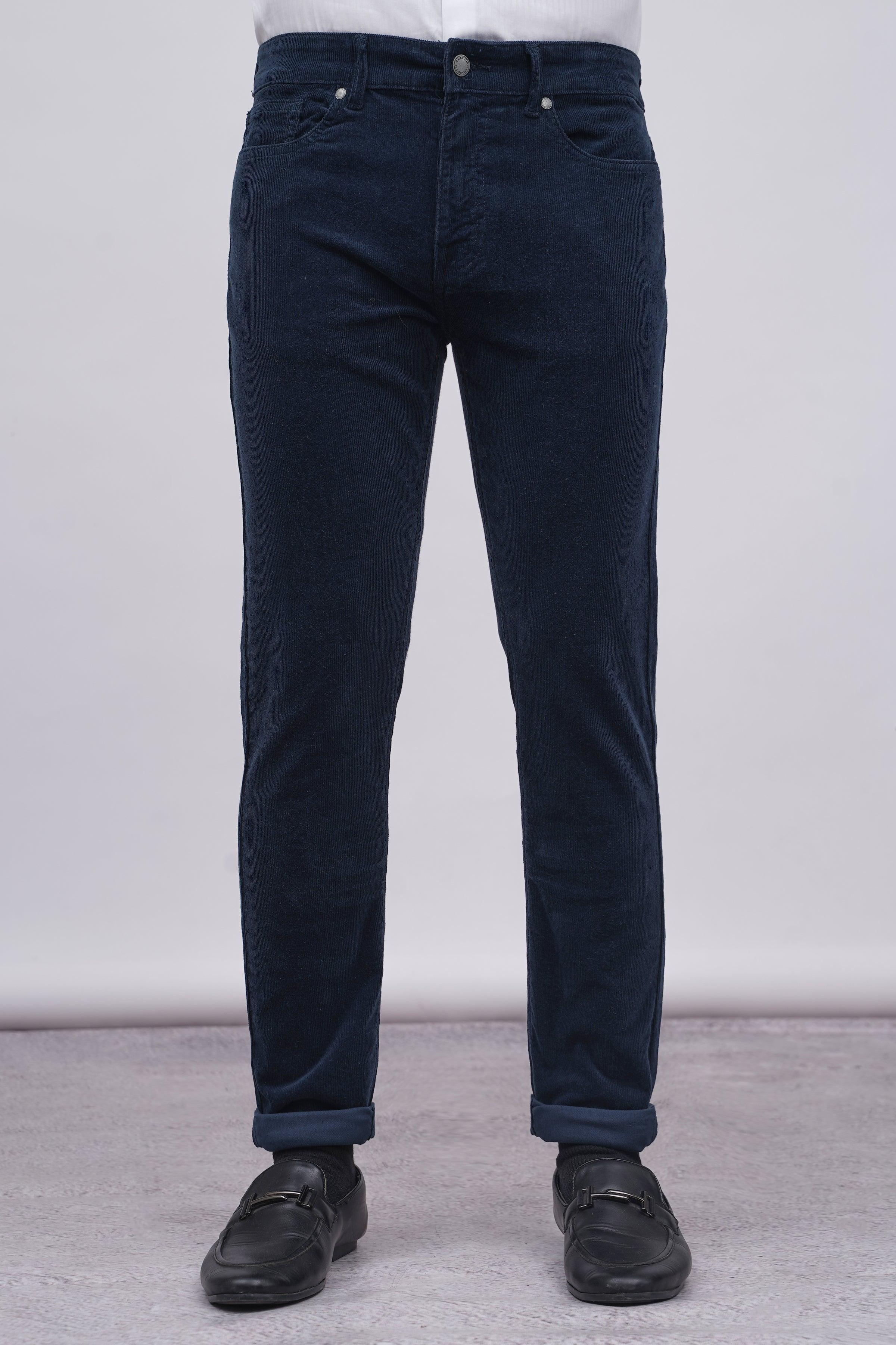 5 POCKET CORDUROY PANT NAVY at Charcoal Clothing