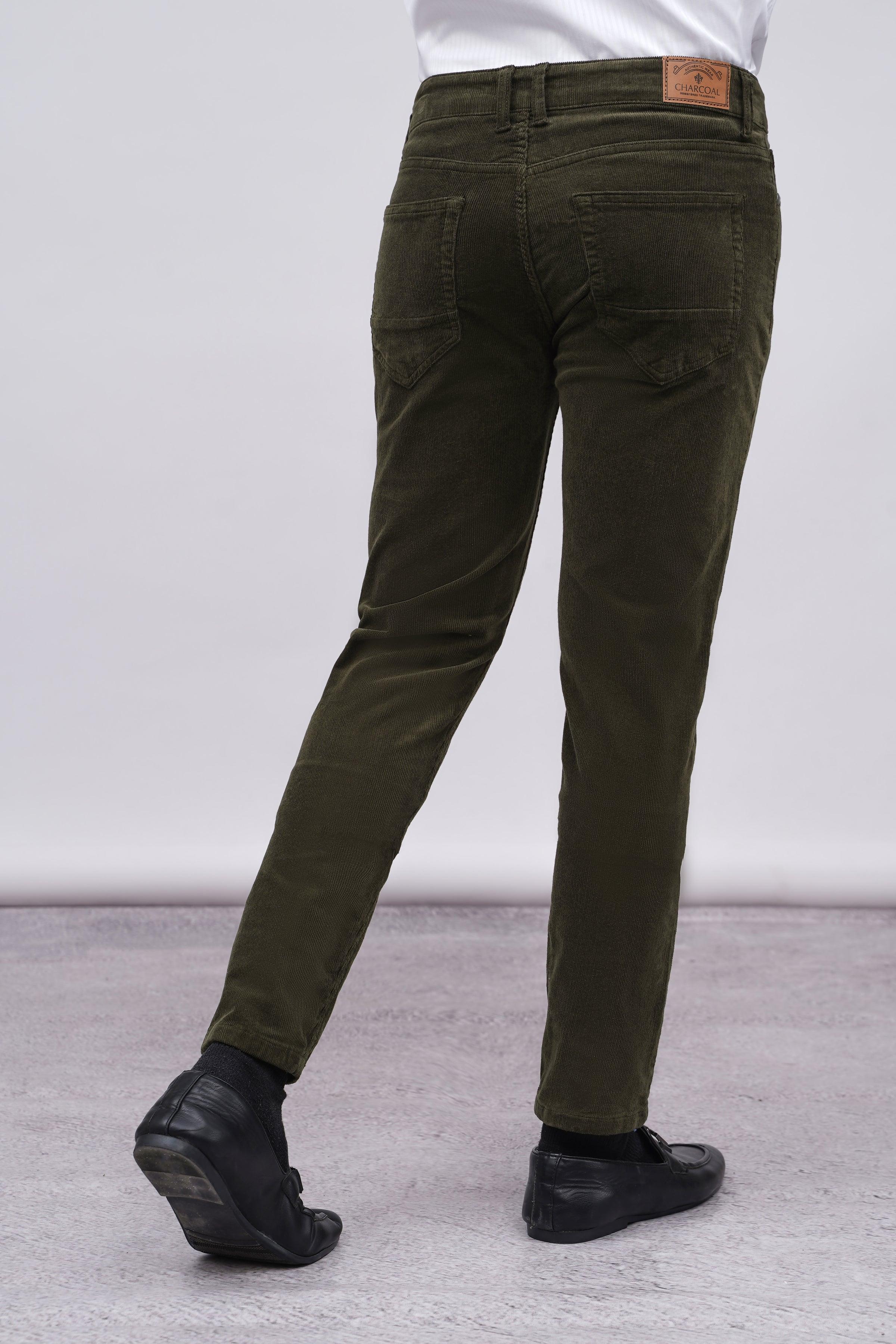 5 POCKET CORDUROY PANT OLIVE at Charcoal Clothing