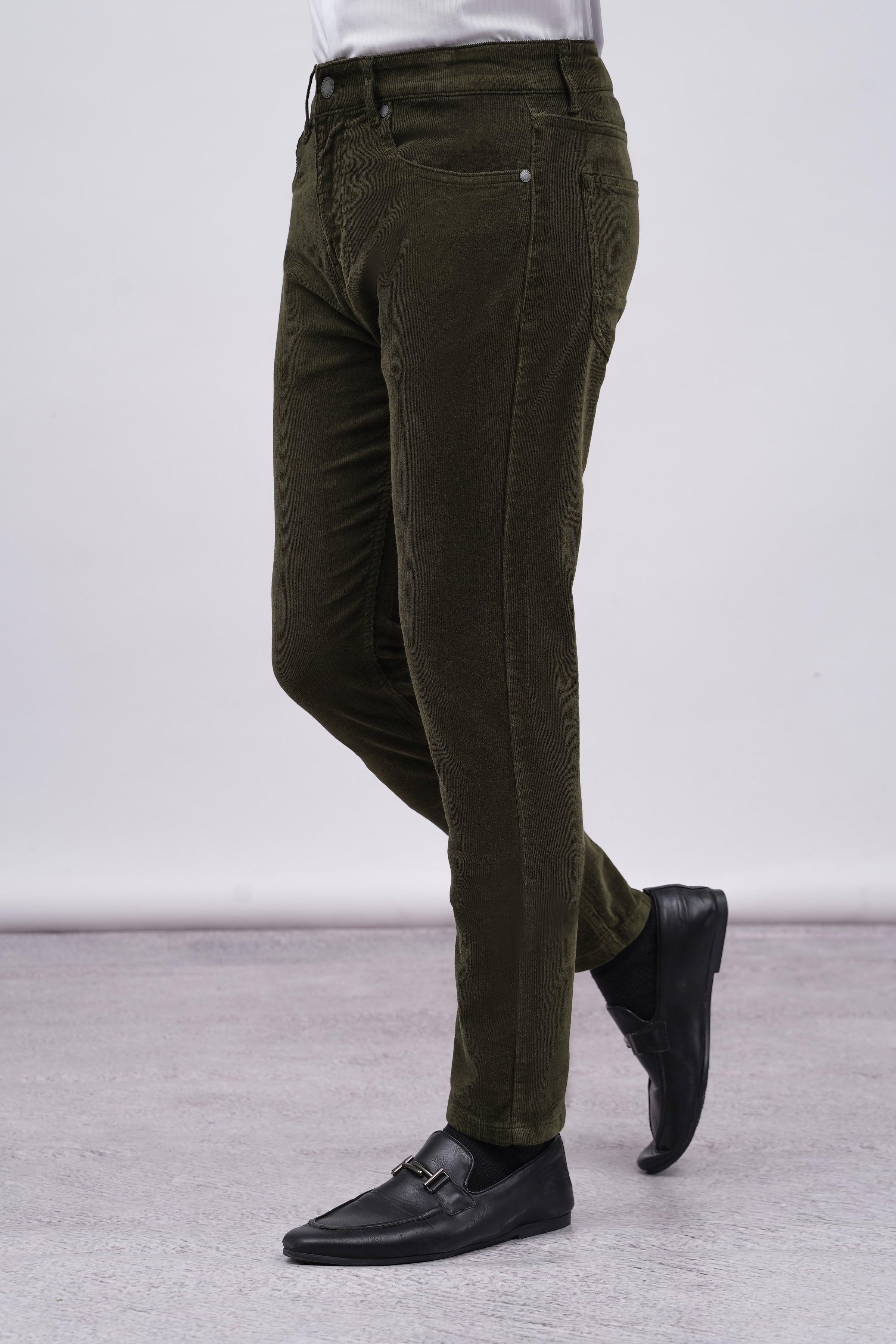 5 POCKET CORDUROY PANT OLIVE at Charcoal Clothing