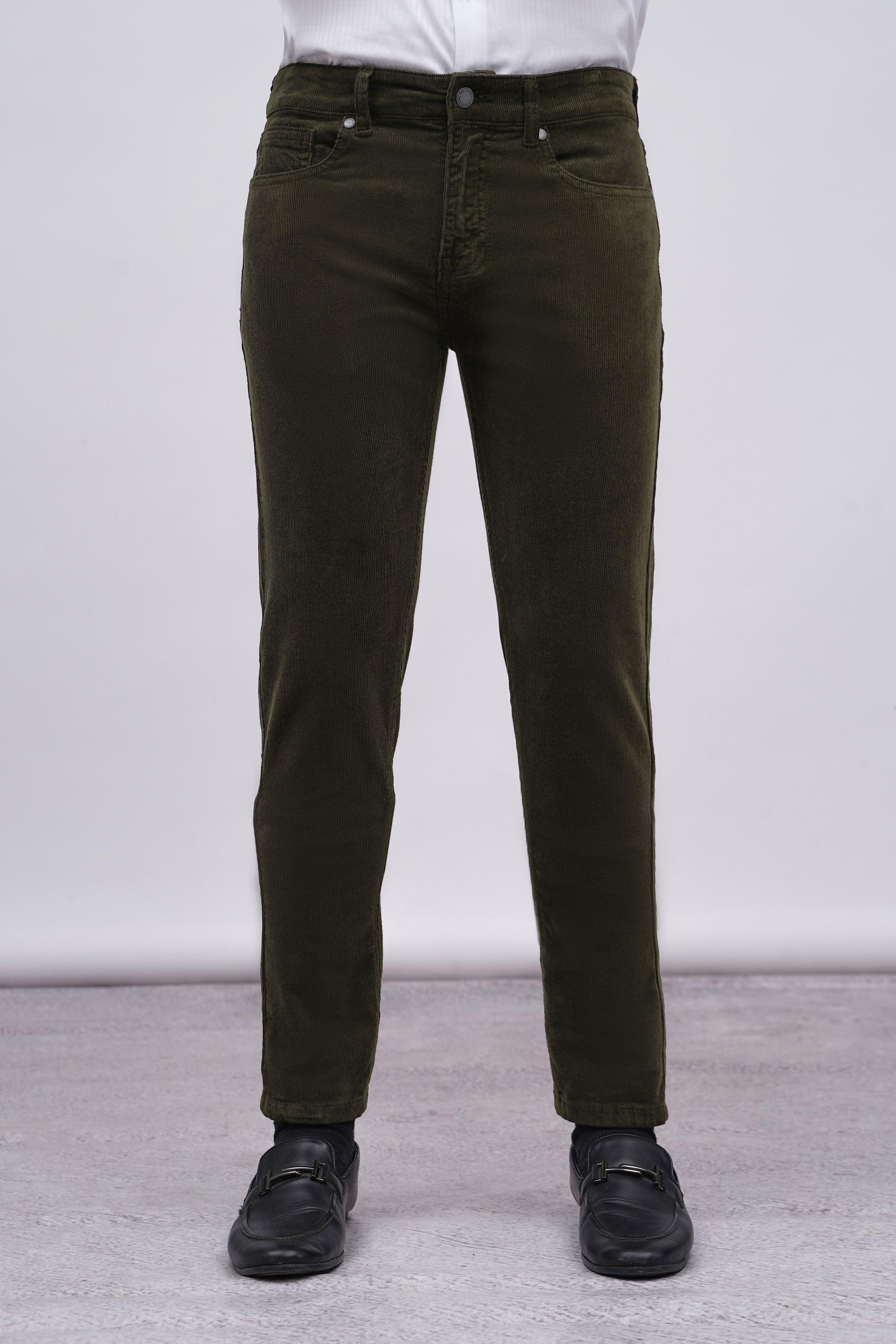 5 POCKET CORDUROY PANT OLIVE at Charcoal Clothing
