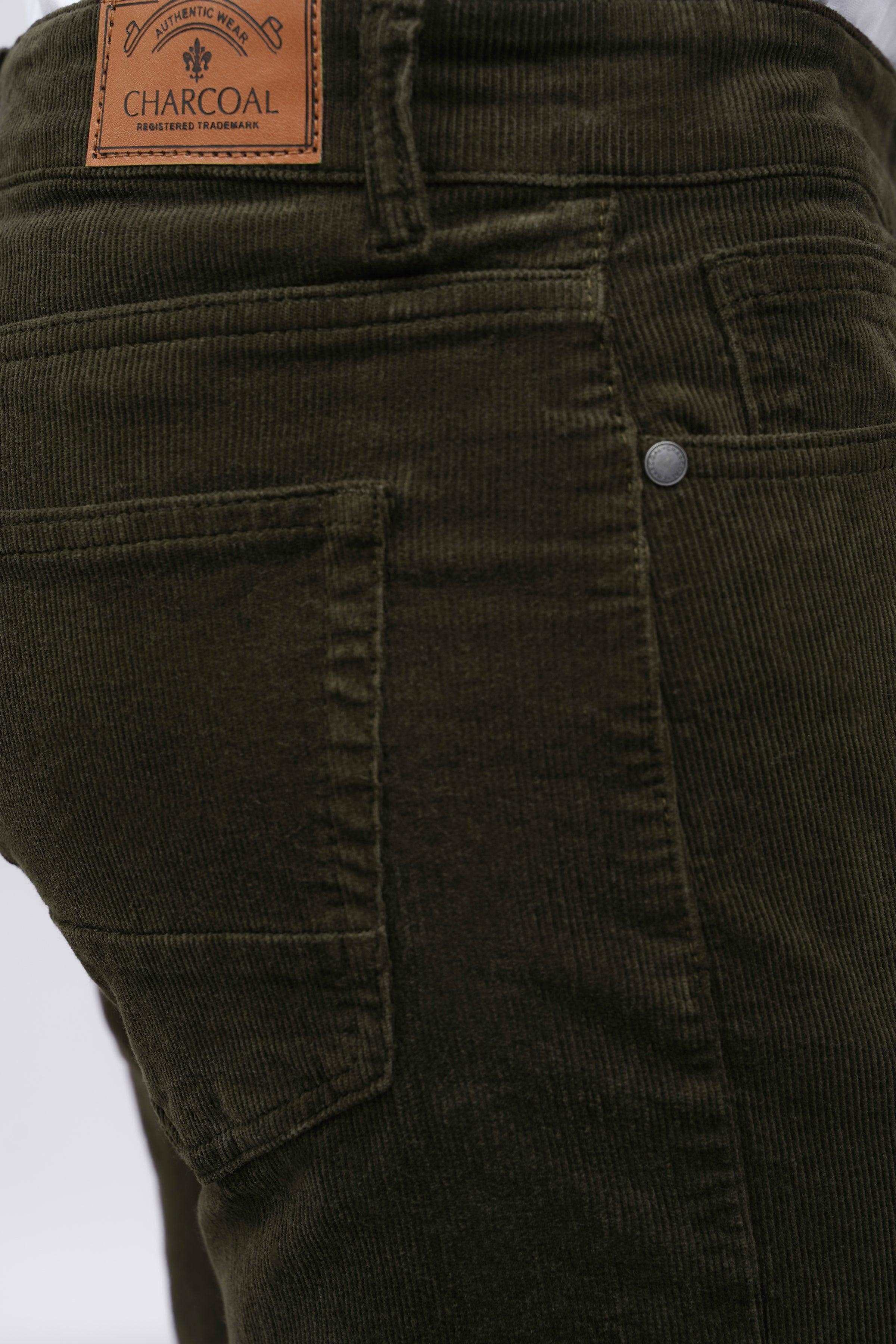 5 POCKET CORDUROY PANT OLIVE at Charcoal Clothing