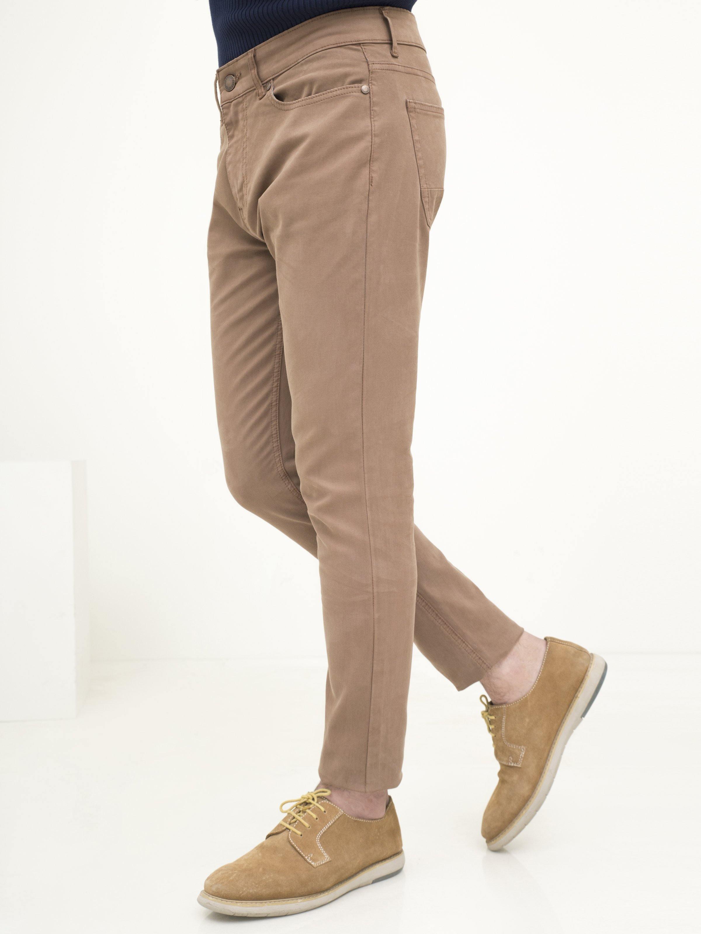 5 POCKET SLIM FIT CASUAL PANT KHAKI at Charcoal Clothing