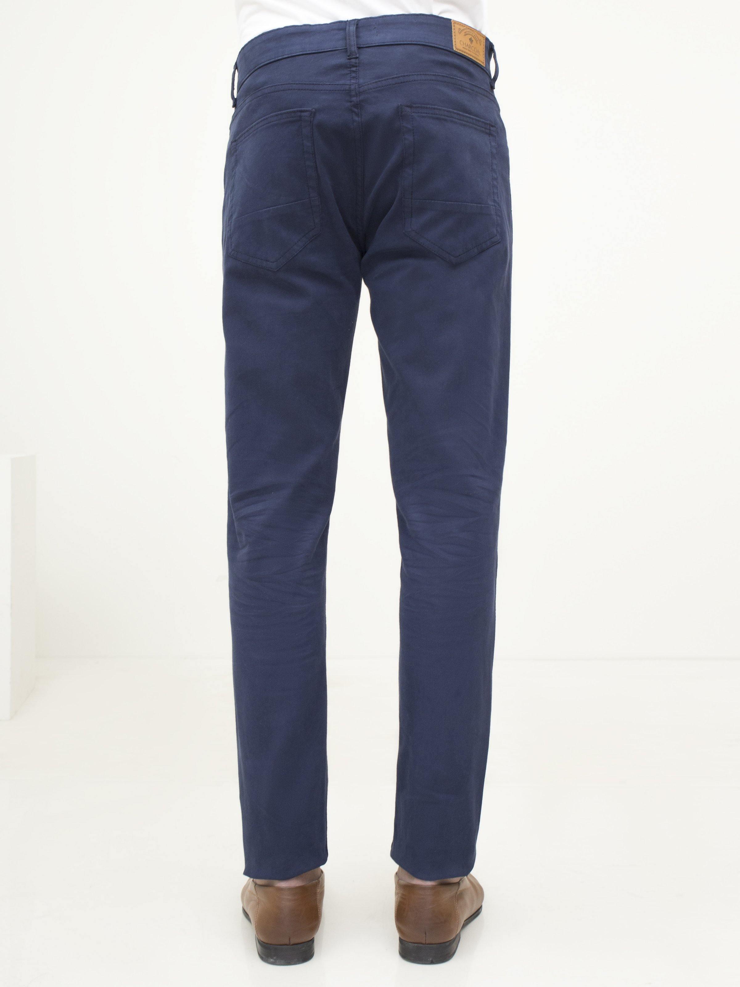 5 POCKET SLIM FIT CASUAL PANT NAVY at Charcoal Clothing